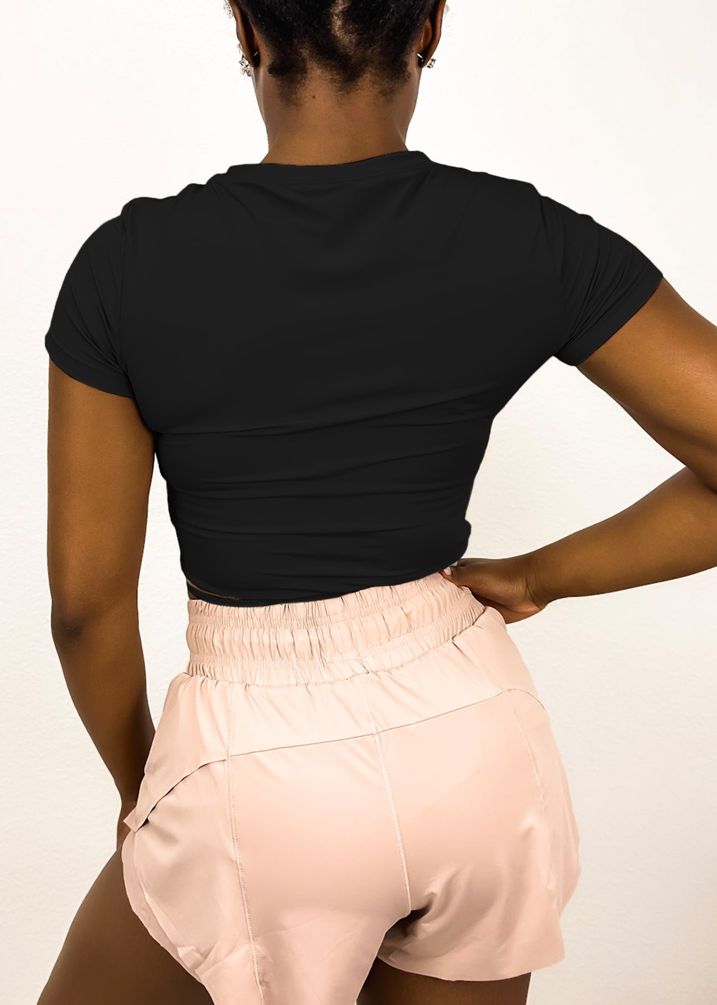 Fitted Cropped Mesh Trim Tee