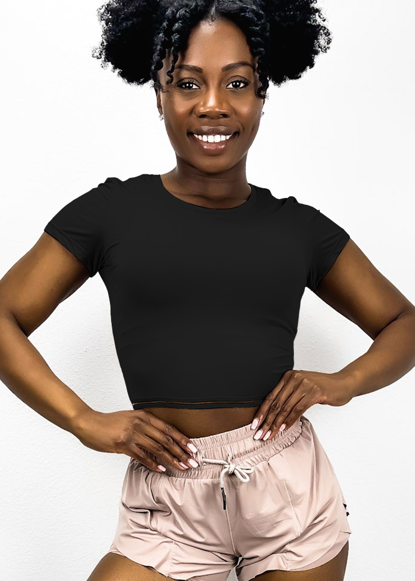 Fitted Cropped Mesh Trim Tee