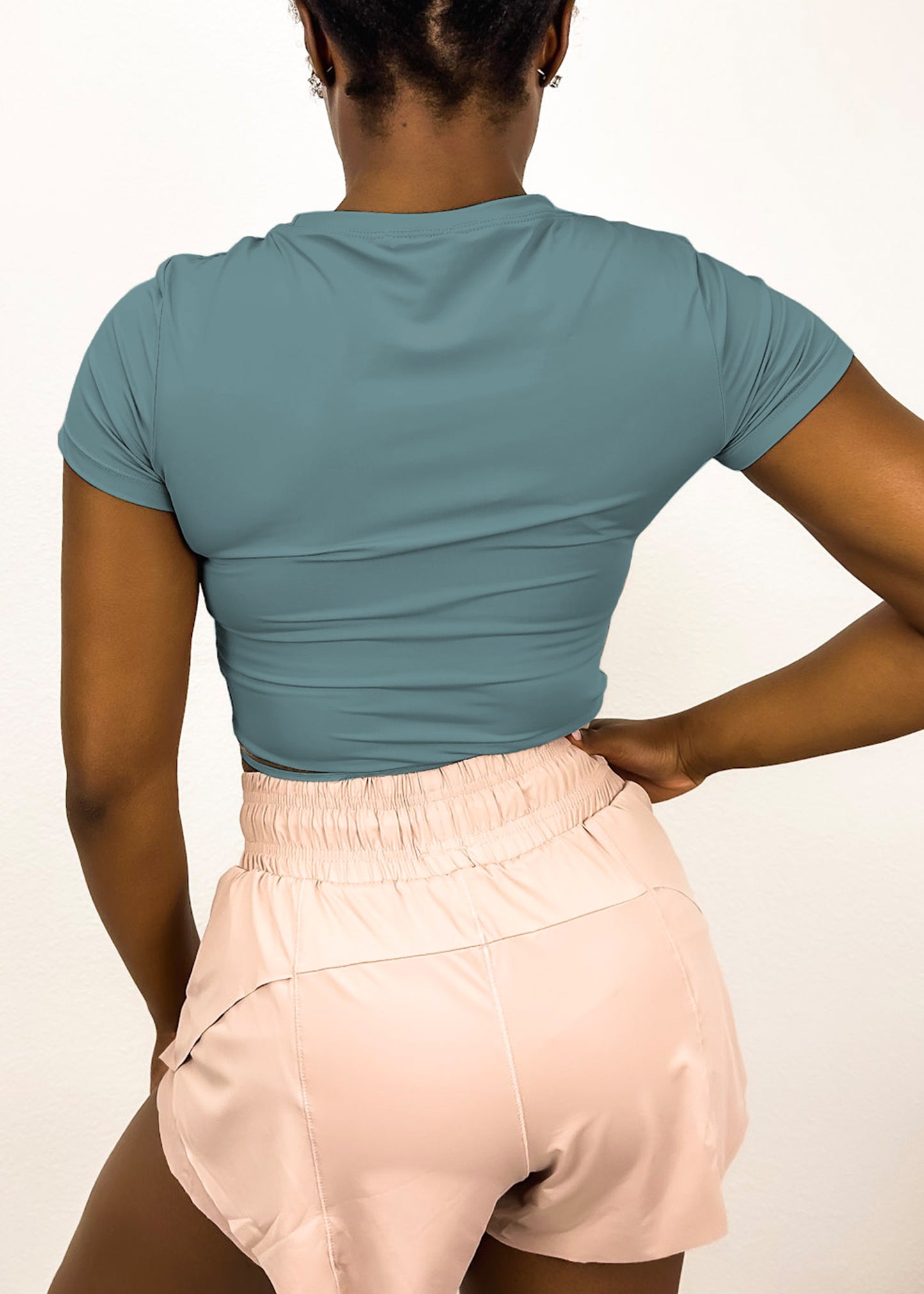 Fitted Cropped Mesh Trim Tee