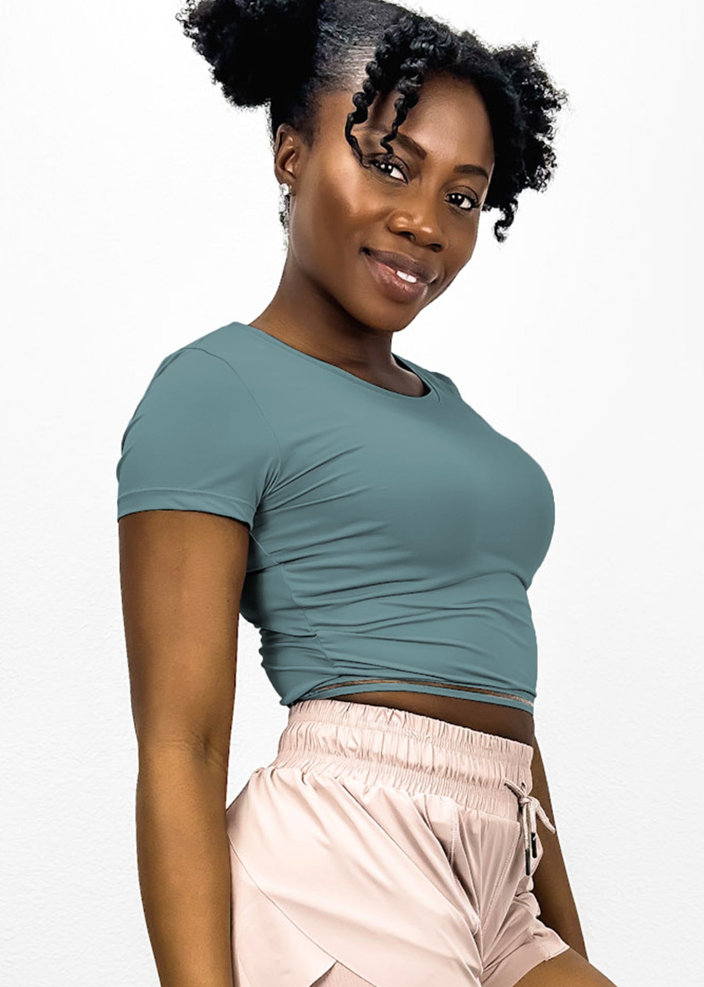 Fitted Cropped Mesh Trim Tee