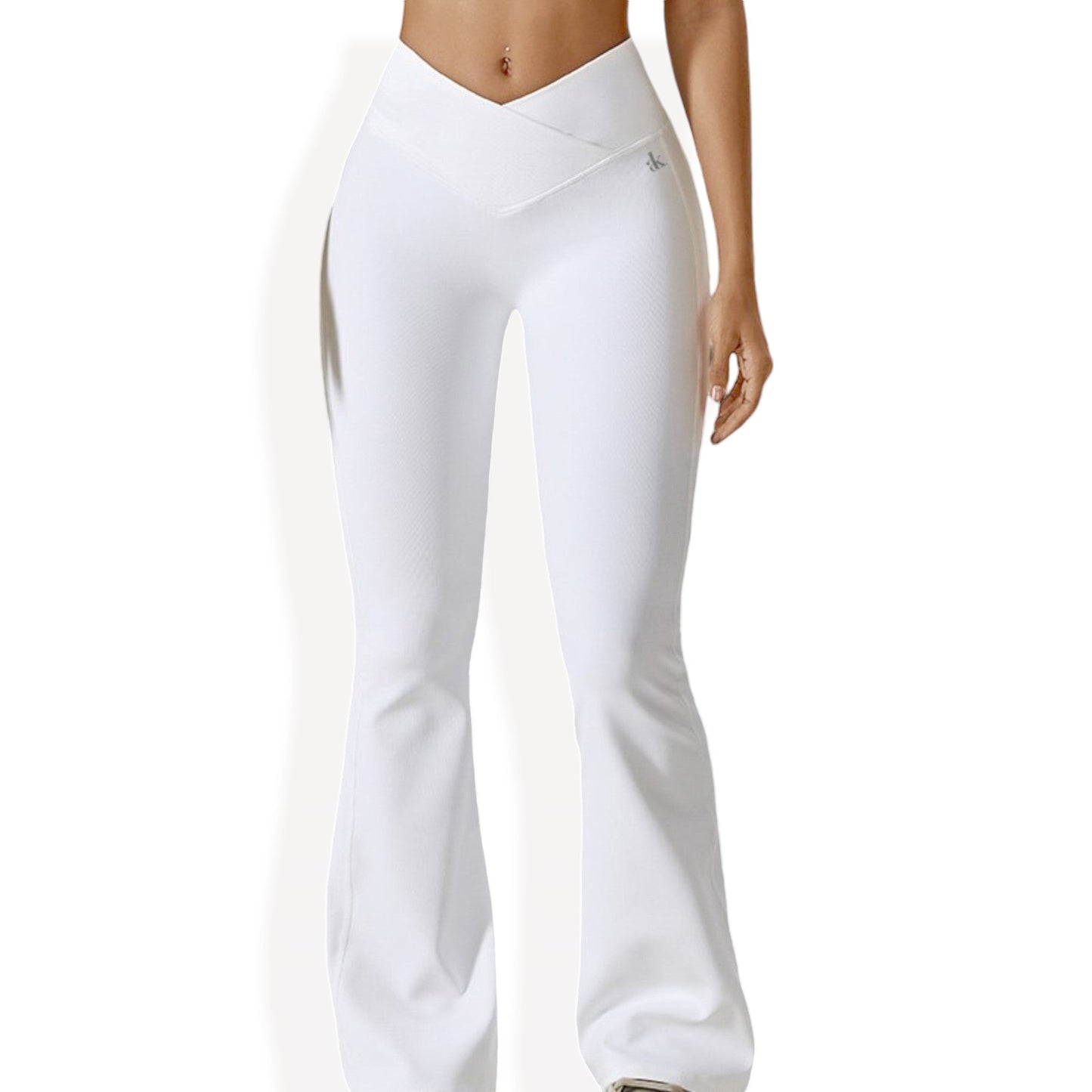 High-Rise Flared Yoga Pants with Crossover Waist Detail