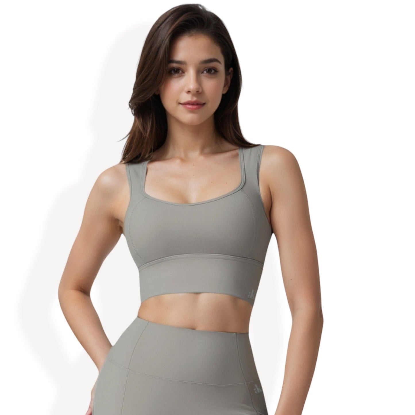 Scoop Neck Longline Sports Bra with Wide Straps