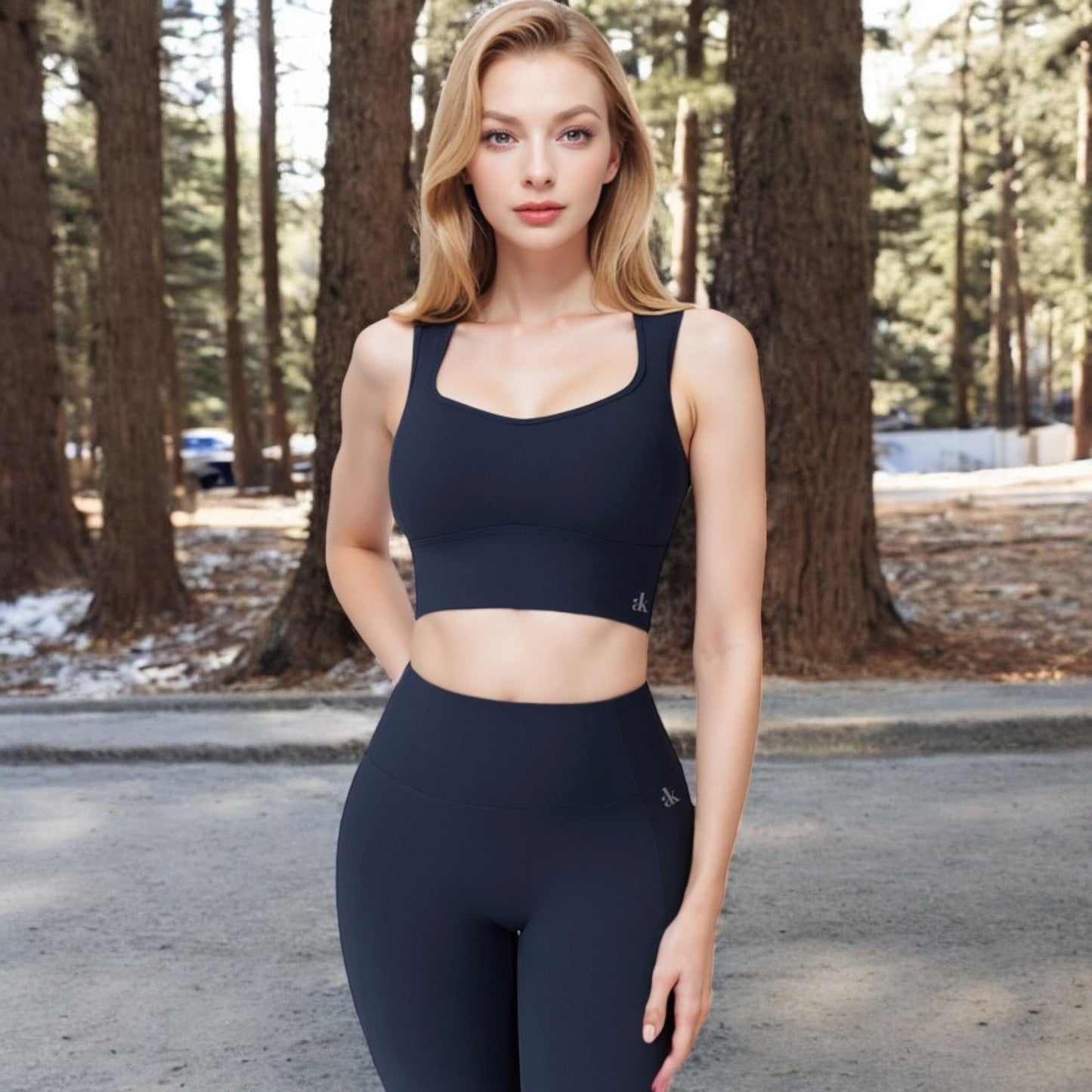 Scoop Neck Longline Sports Bra with Wide Straps