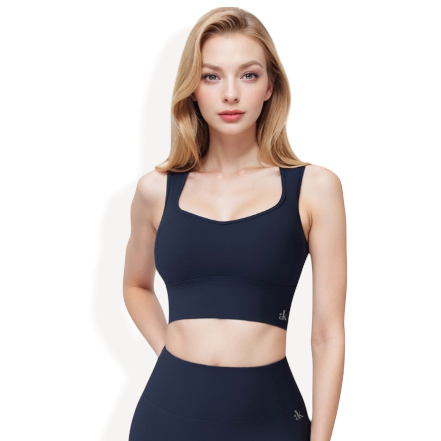 Scoop Neck Longline Sports Bra with Wide Straps