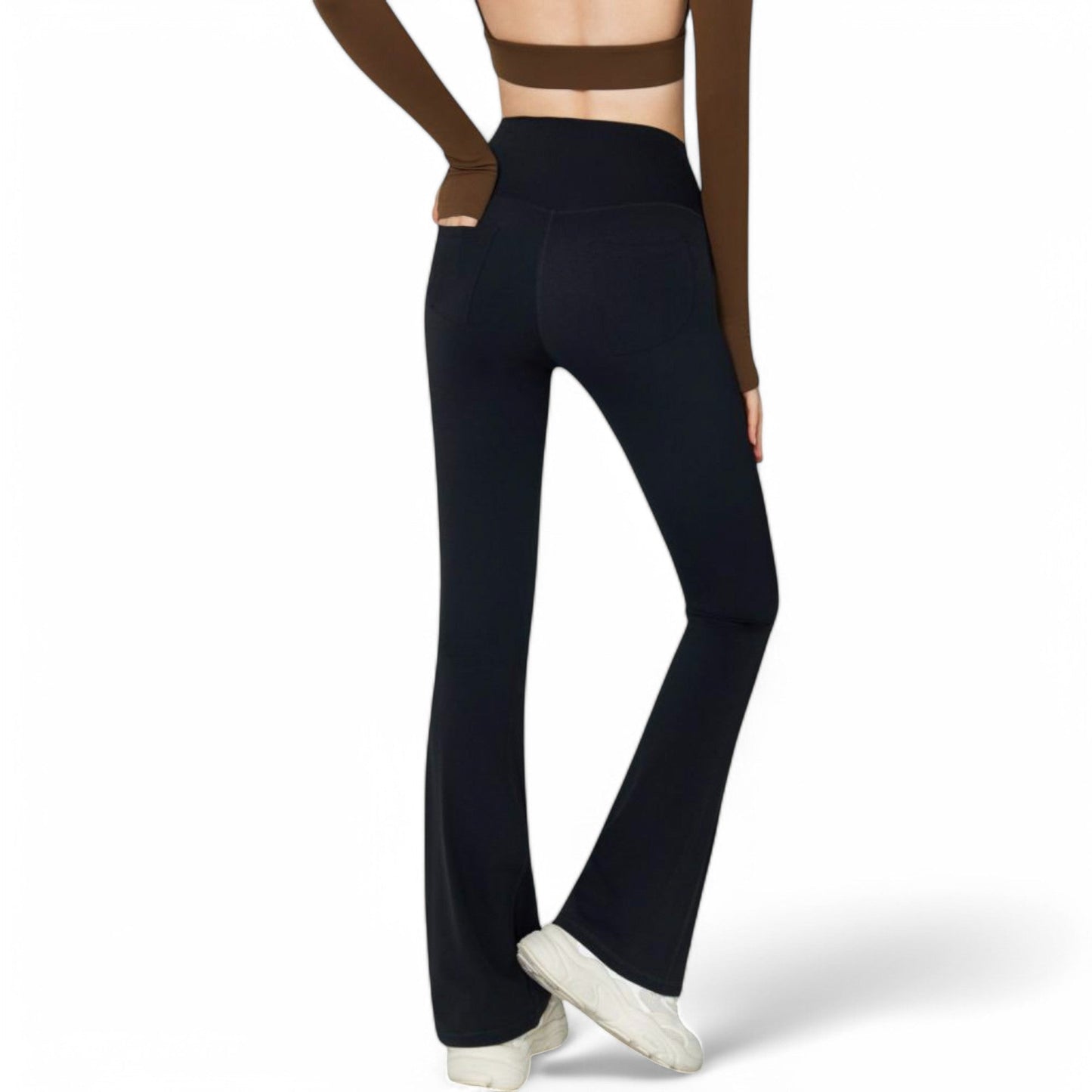 High-Waist Flared Leggings with Stretch Fabric and Contoured Fit