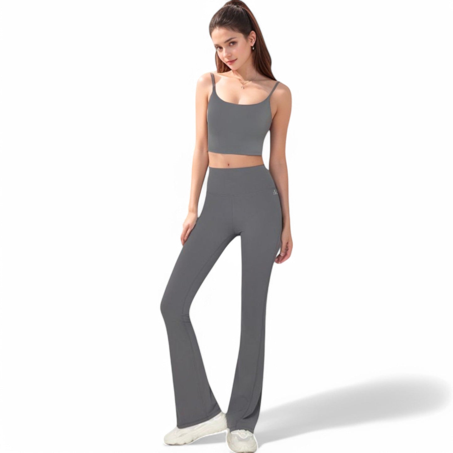 High-Waist Flared Leggings with Stretch Fabric and Contoured Fit