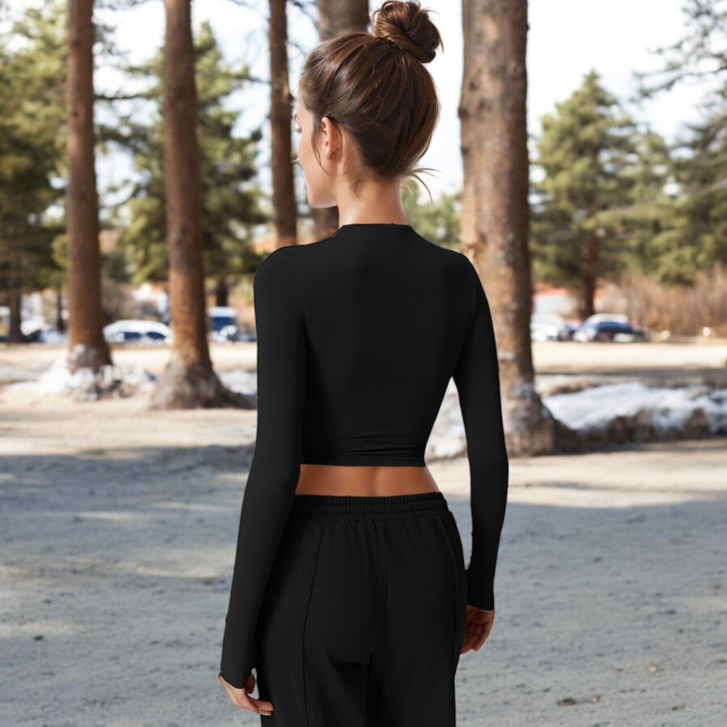Long Sleeve Mock Neck Cropped Activewear Top
