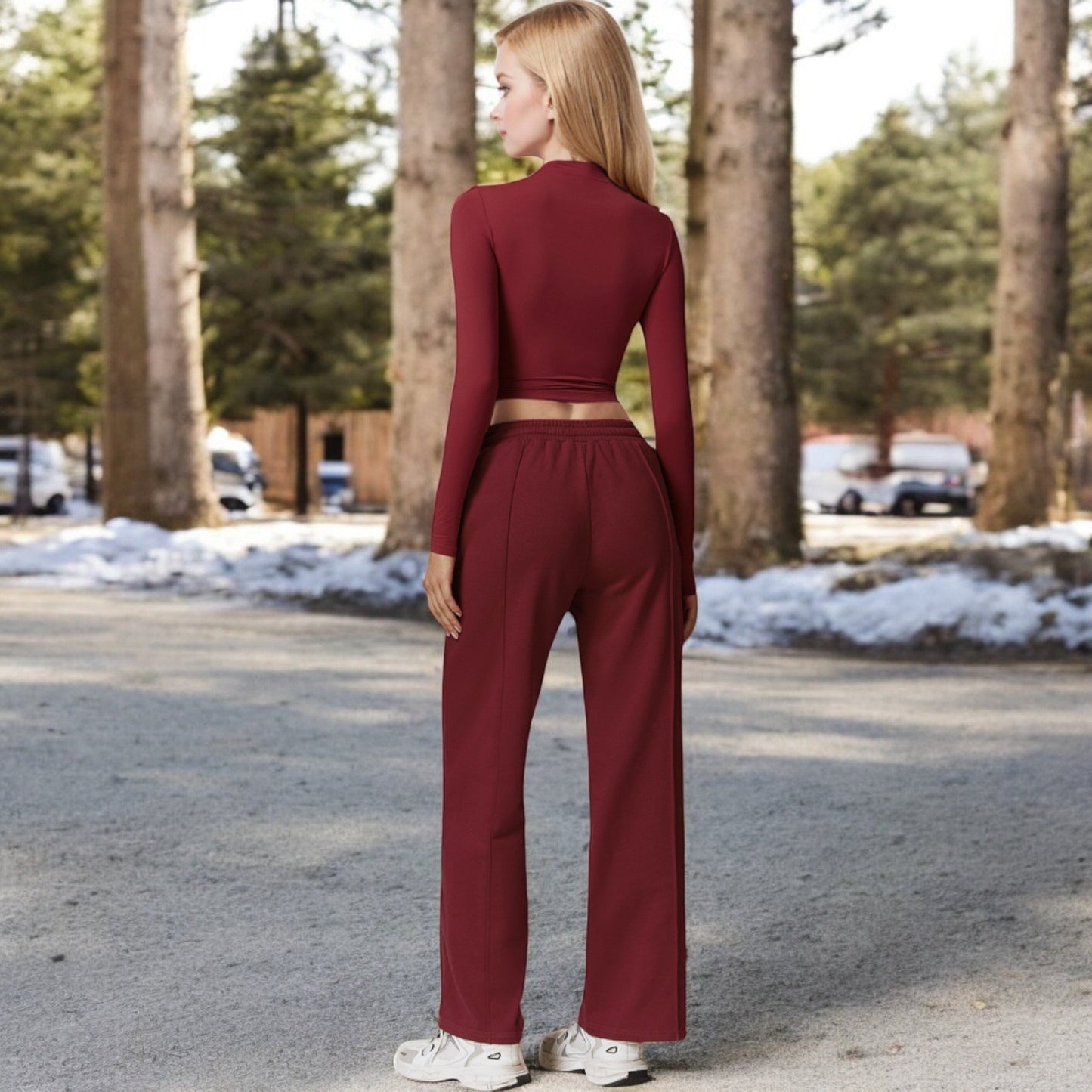 Long Sleeve Mock Neck Cropped Activewear Top