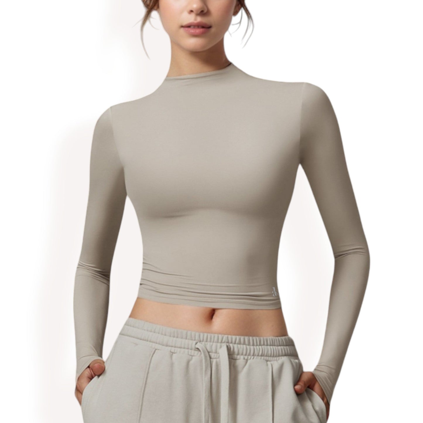 Long Sleeve Mock Neck Cropped Activewear Top