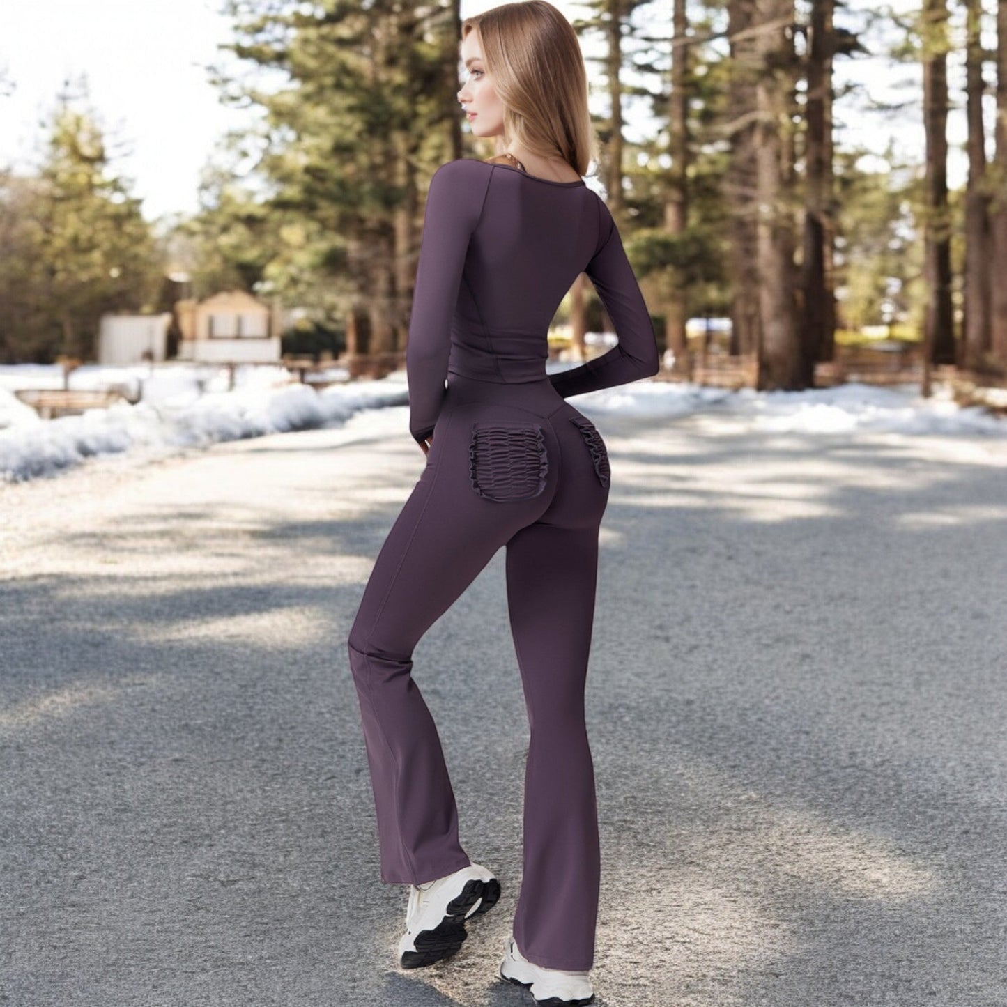 High Waist Flared Leg Yoga Pants