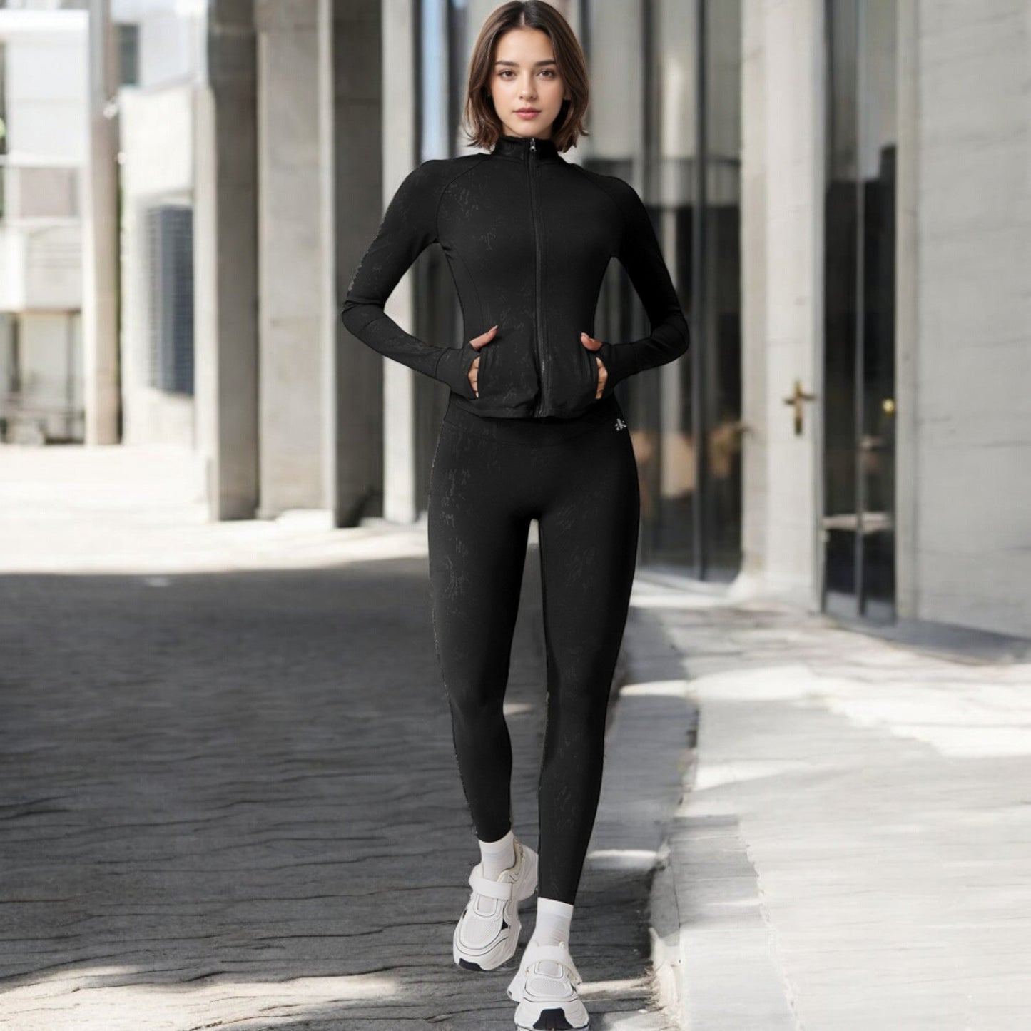 High Waist Seamless Leggings with Subtle Textured Pattern