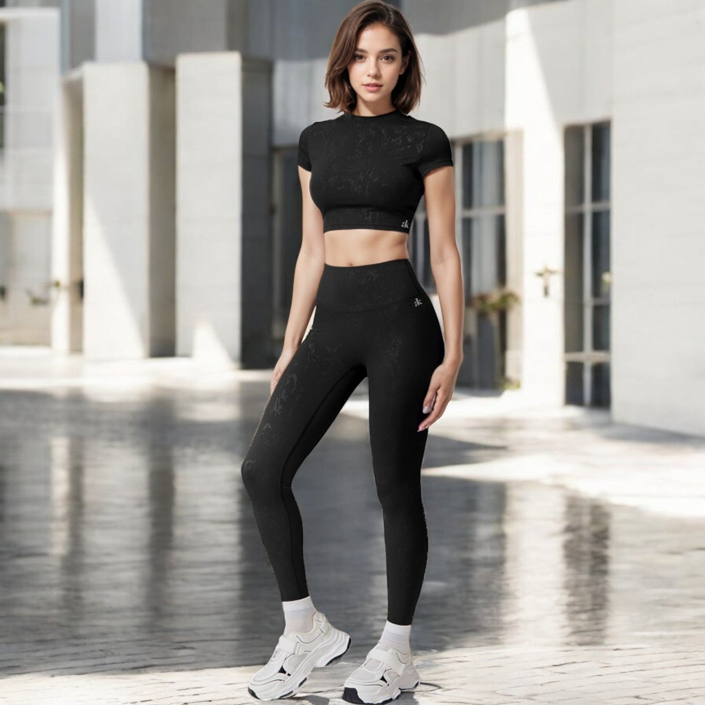 High Waist Seamless Leggings with Subtle Textured Pattern
