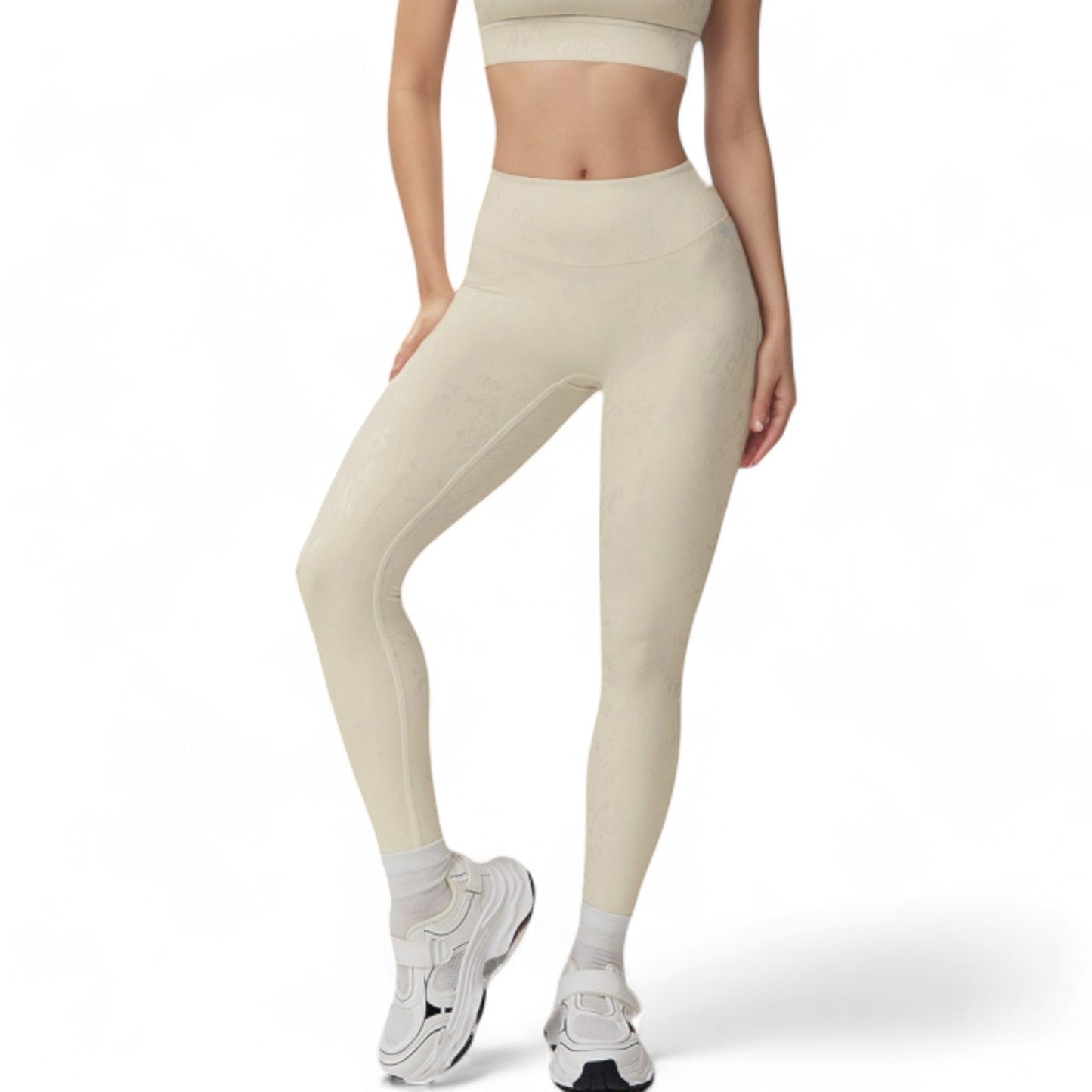 High Waist Seamless Leggings with Subtle Textured Pattern