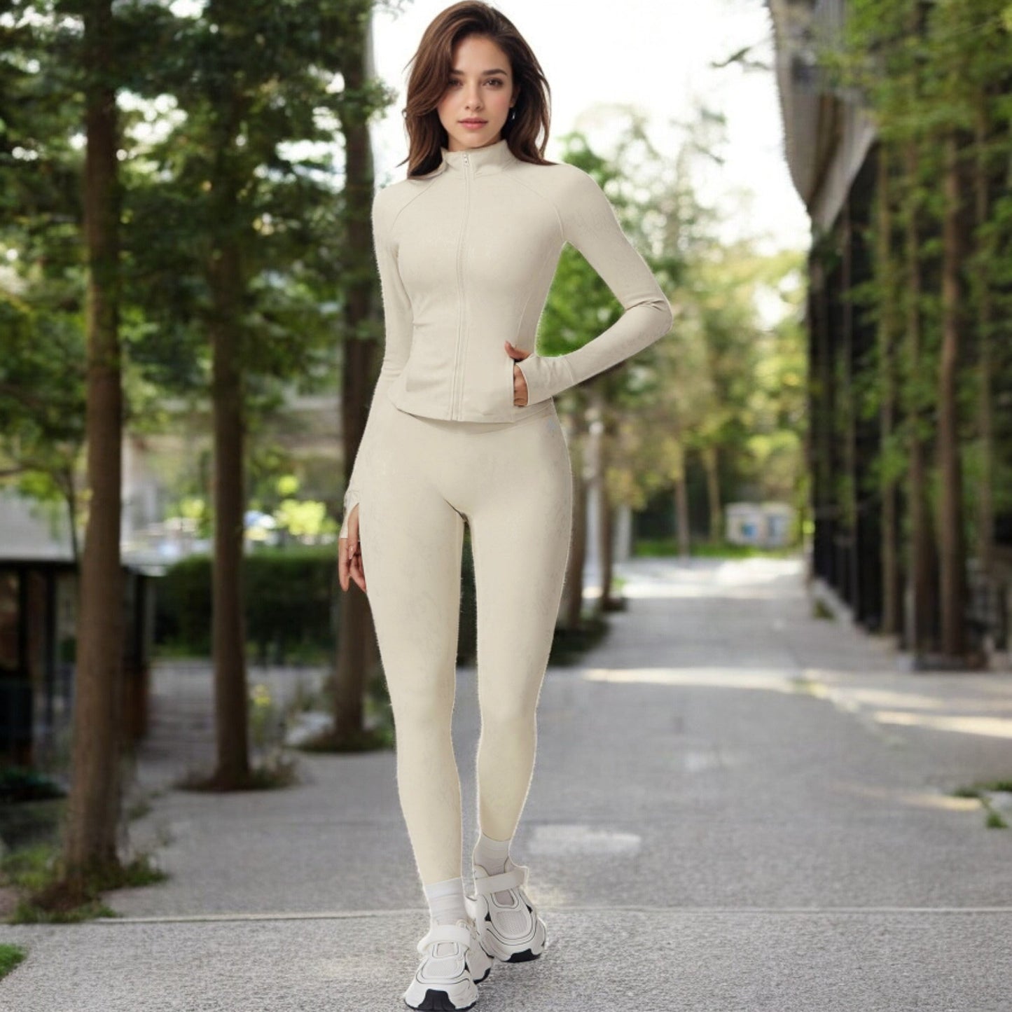 Full Zip Active Jacket with Seamless Fit and Thumbhole Sleeves for Comfort and Style