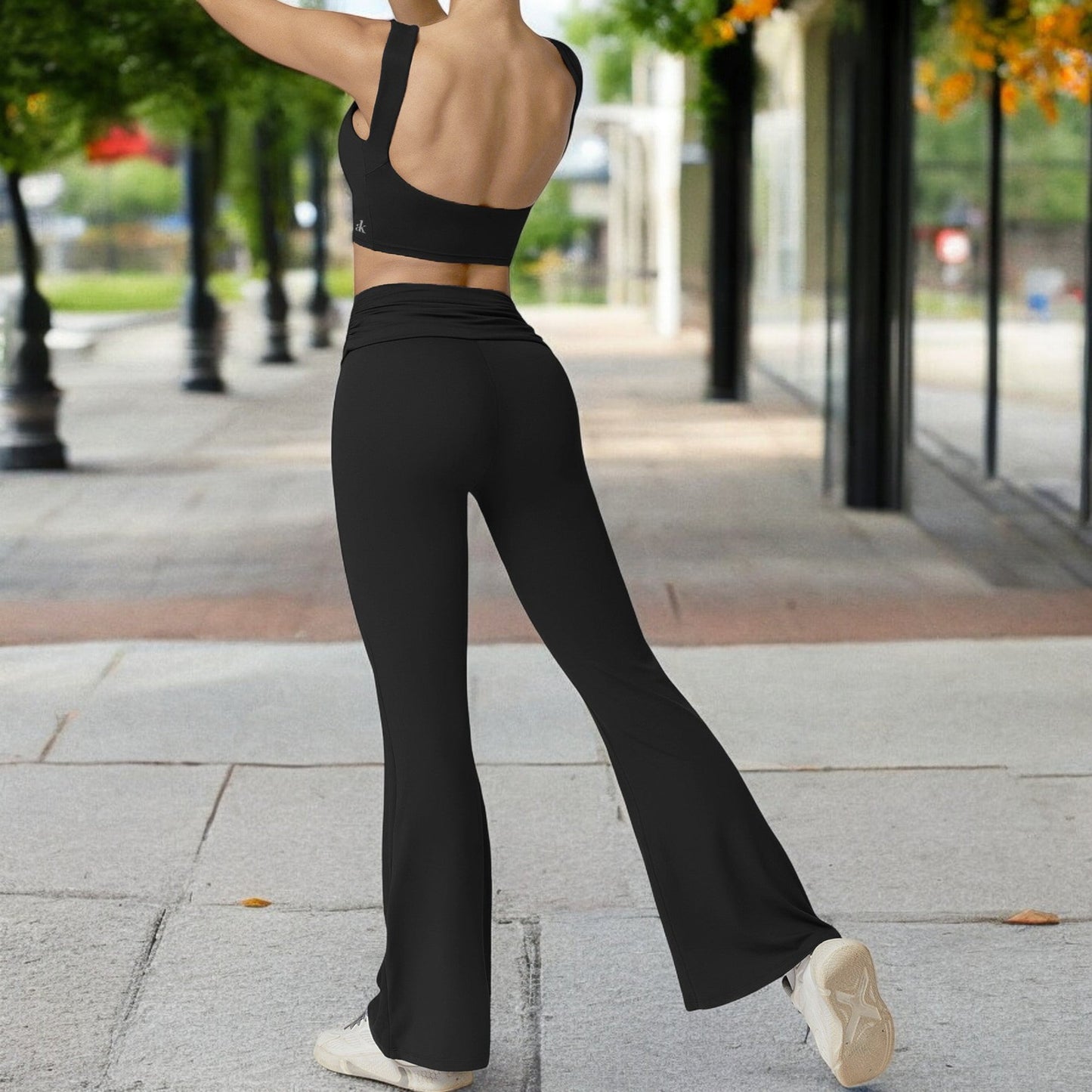 Sleeveless Crop Top with High Neckline
