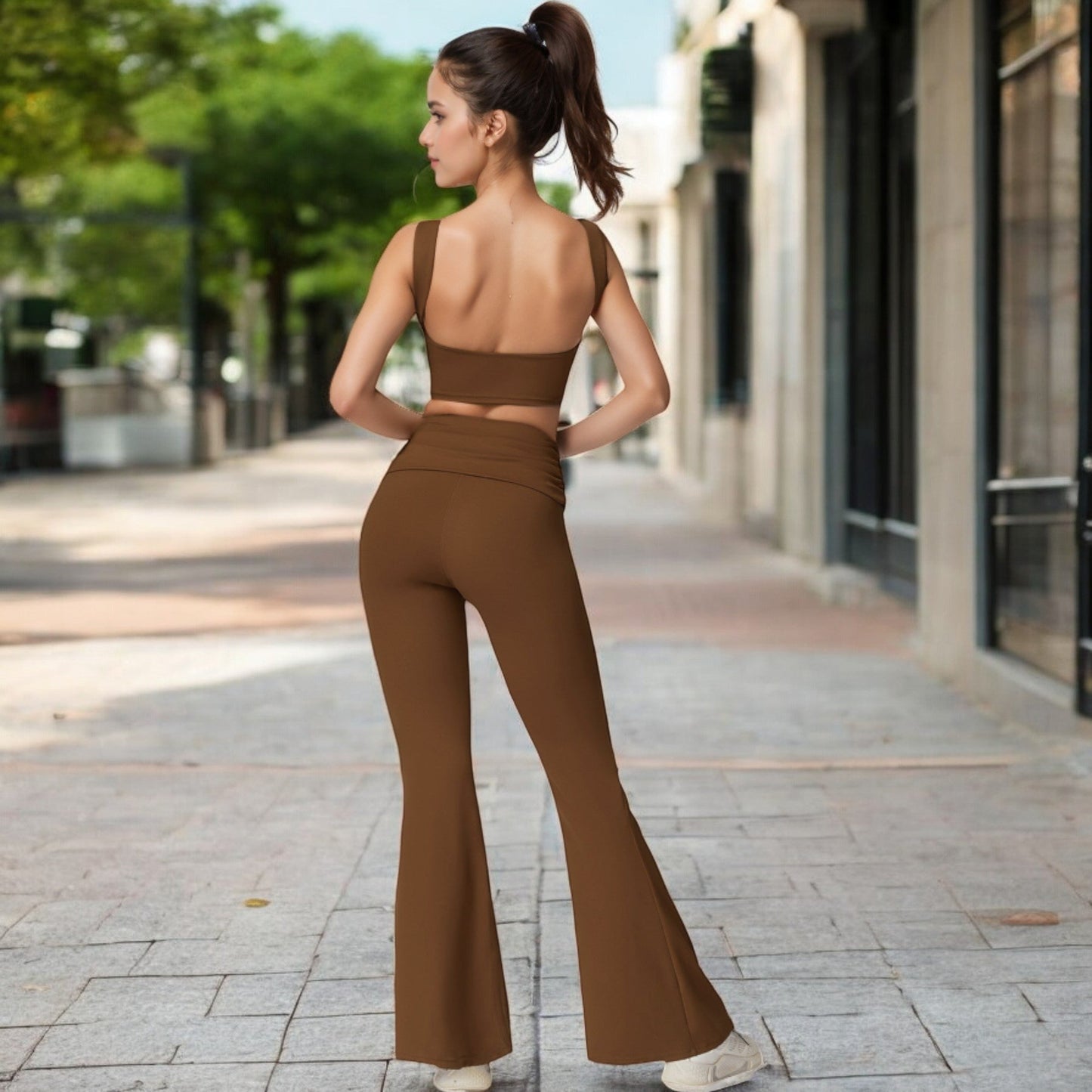 Sleeveless Crop Top with High Neckline