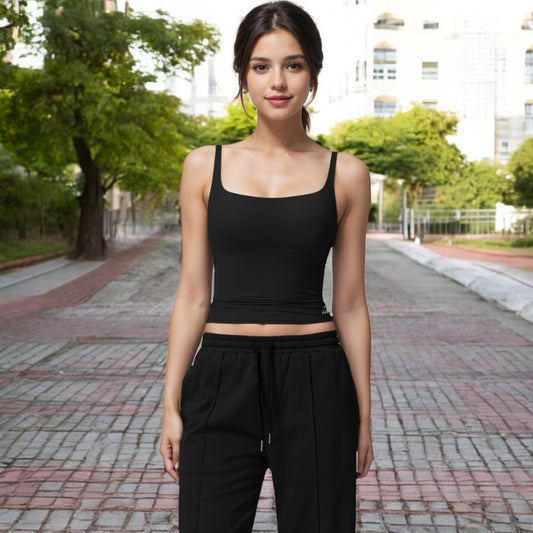 Square Neck Sleeveless Tank Top with Stretch Fit