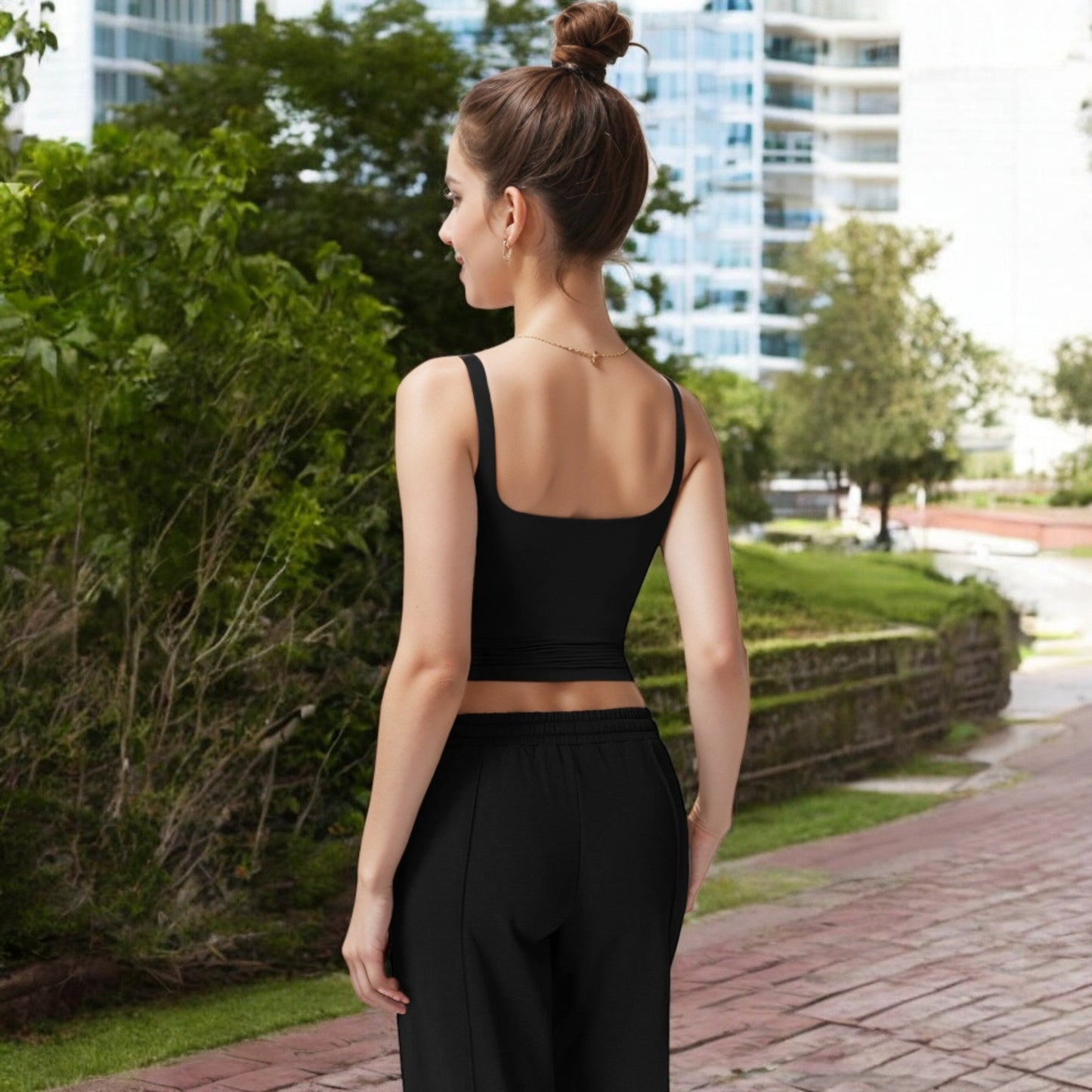 Square Neck Sleeveless Tank Top with Stretch Fit