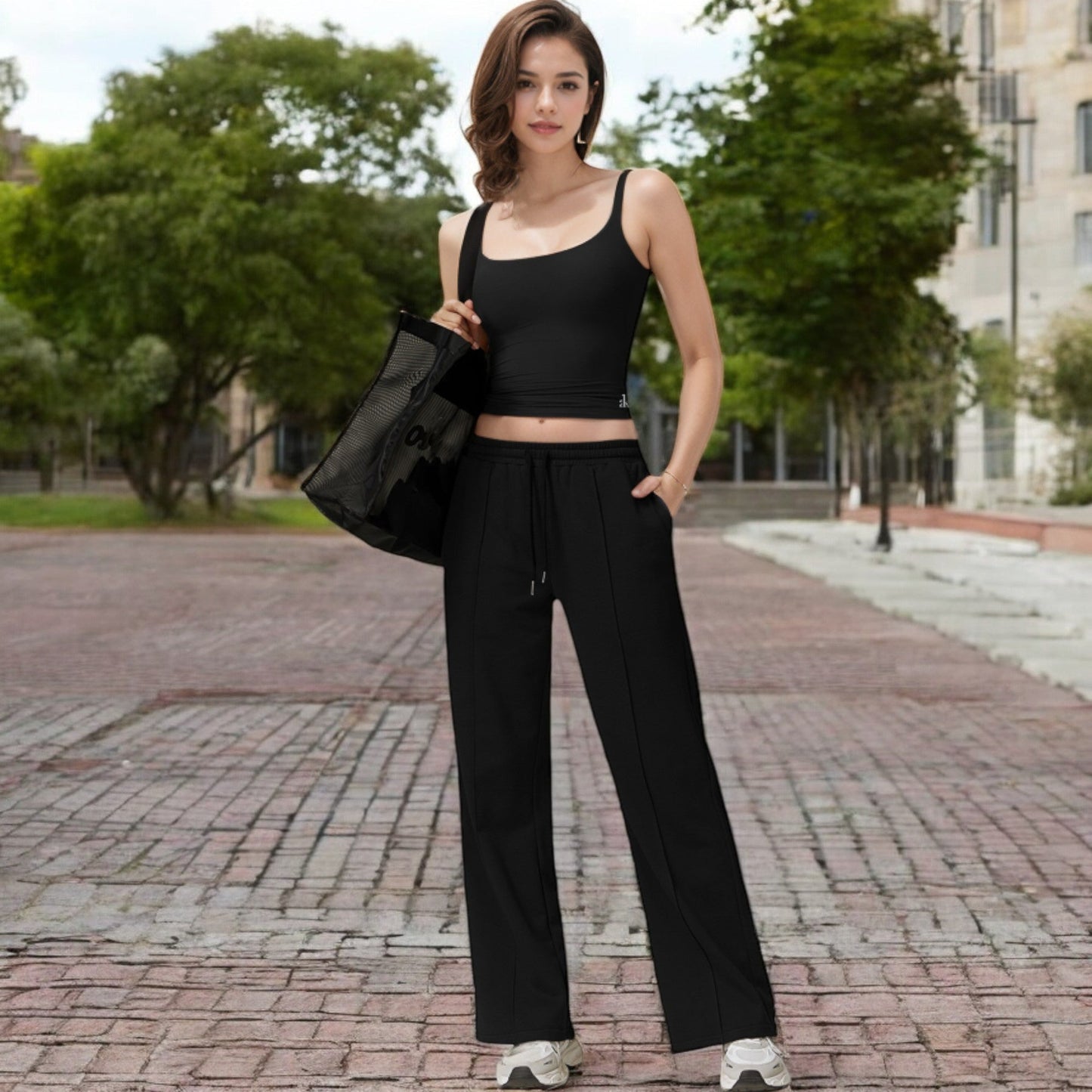 Square Neck Sleeveless Tank Top with Stretch Fit