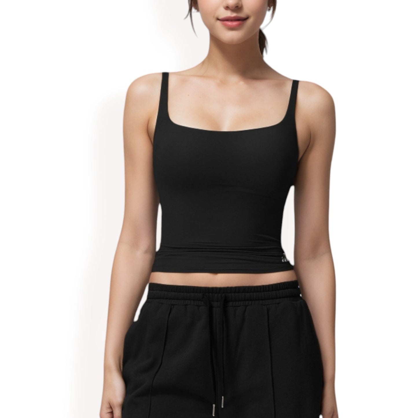Square Neck Sleeveless Tank Top with Stretch Fit