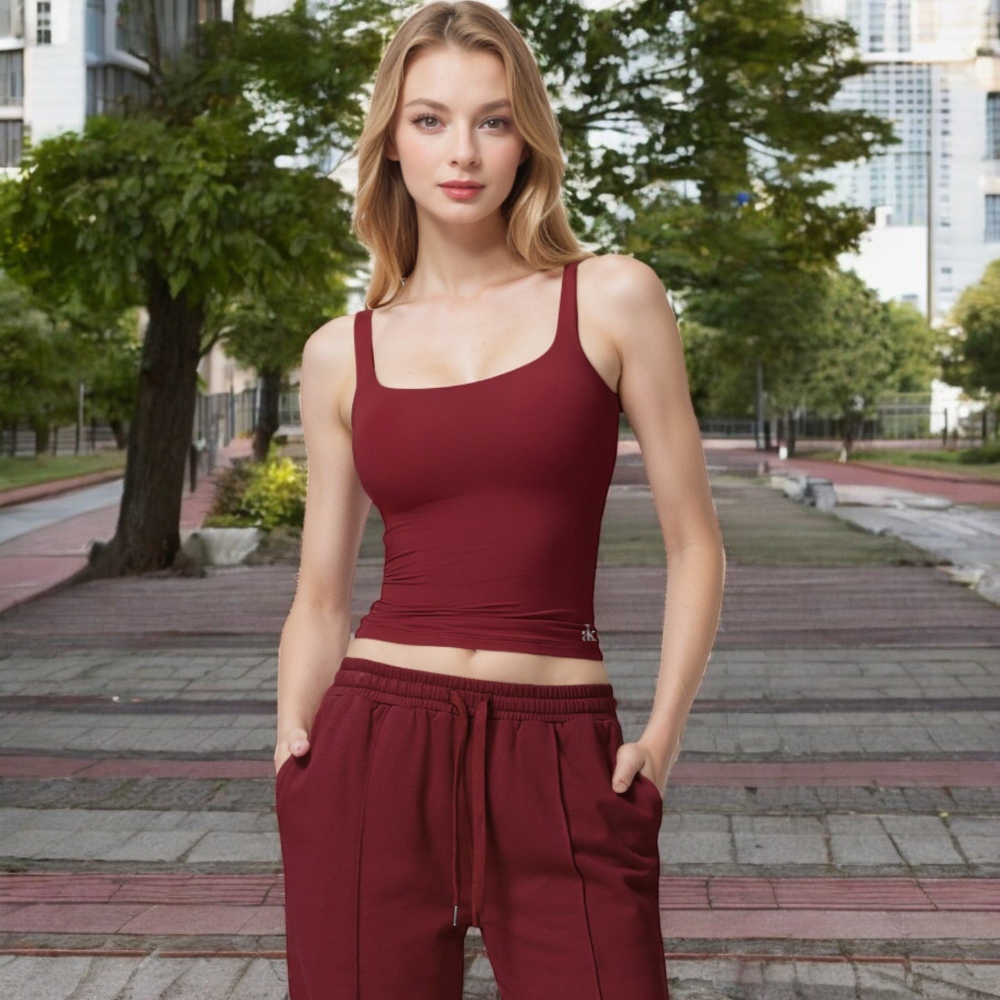 Square Neck Sleeveless Tank Top with Stretch Fit