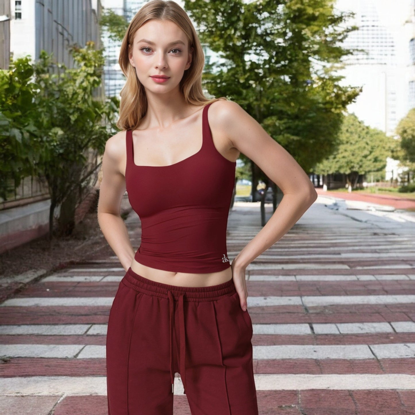 Square Neck Sleeveless Tank Top with Stretch Fit