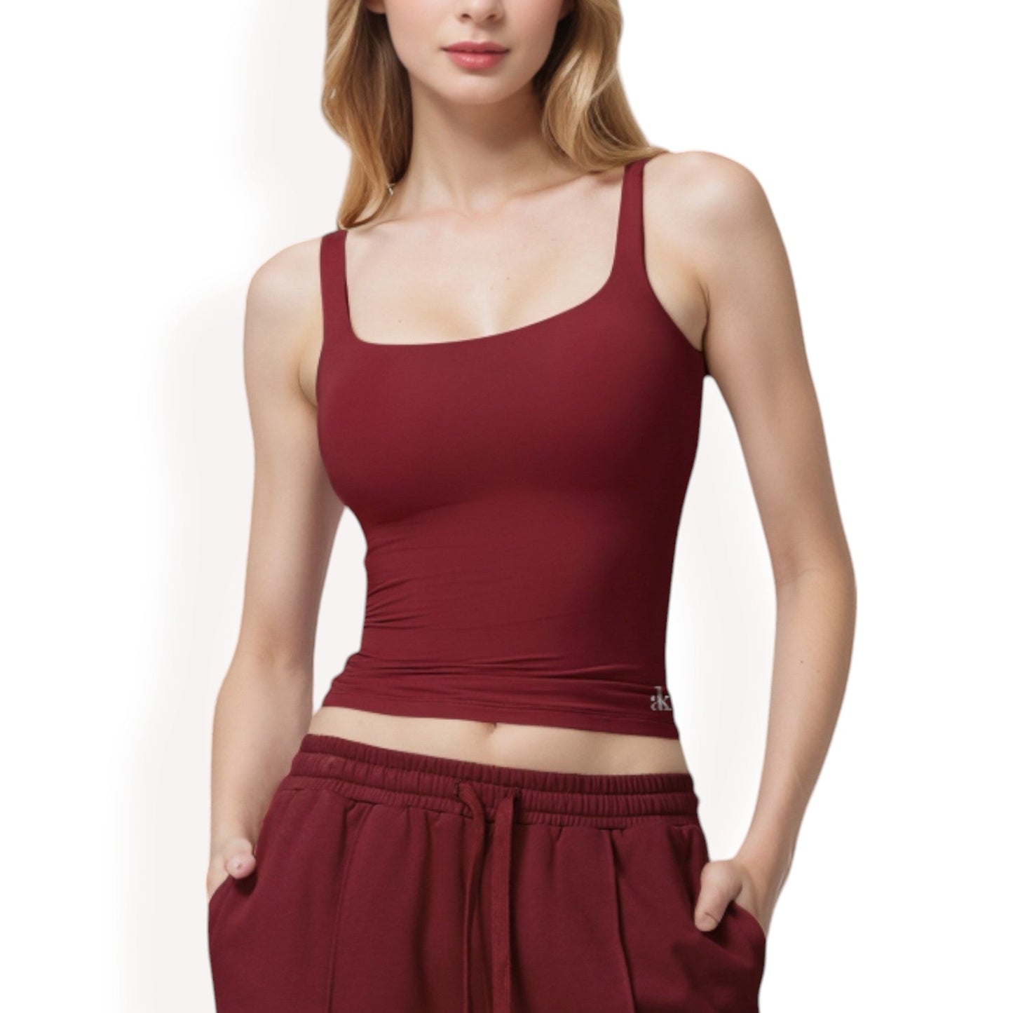 Square Neck Sleeveless Tank Top with Stretch Fit