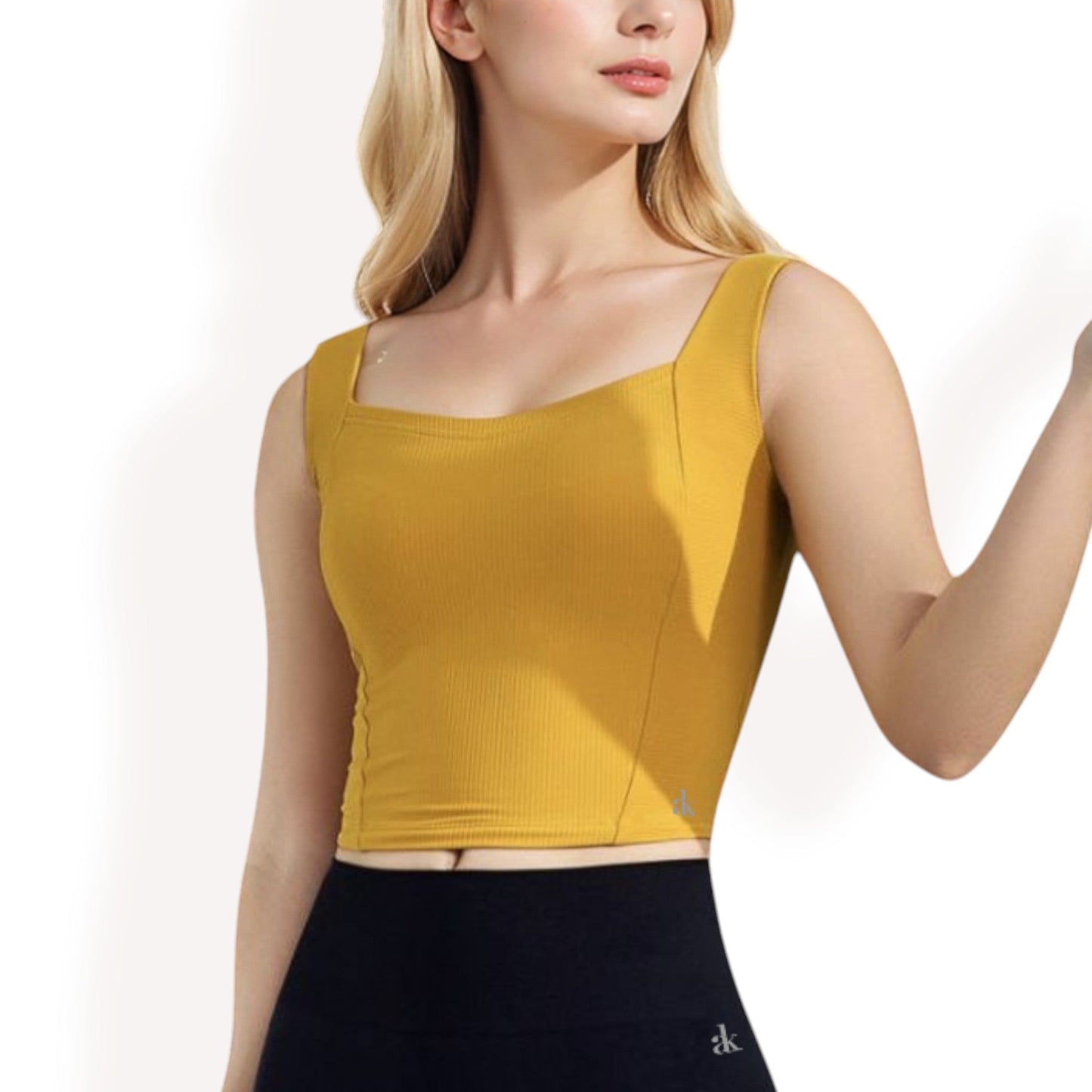 Ribbed Square Neck Cropped Tank Top