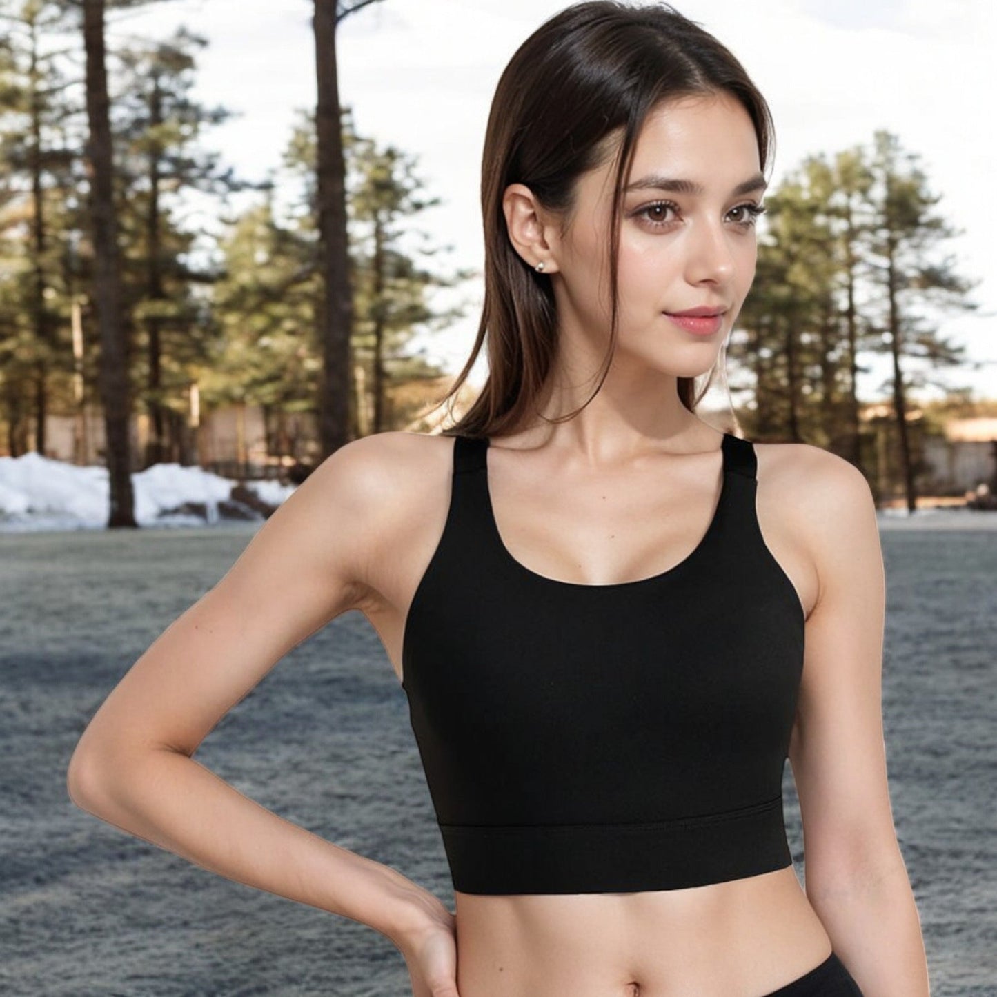 Racerback Sports Bra with Supportive Stretch Fabric