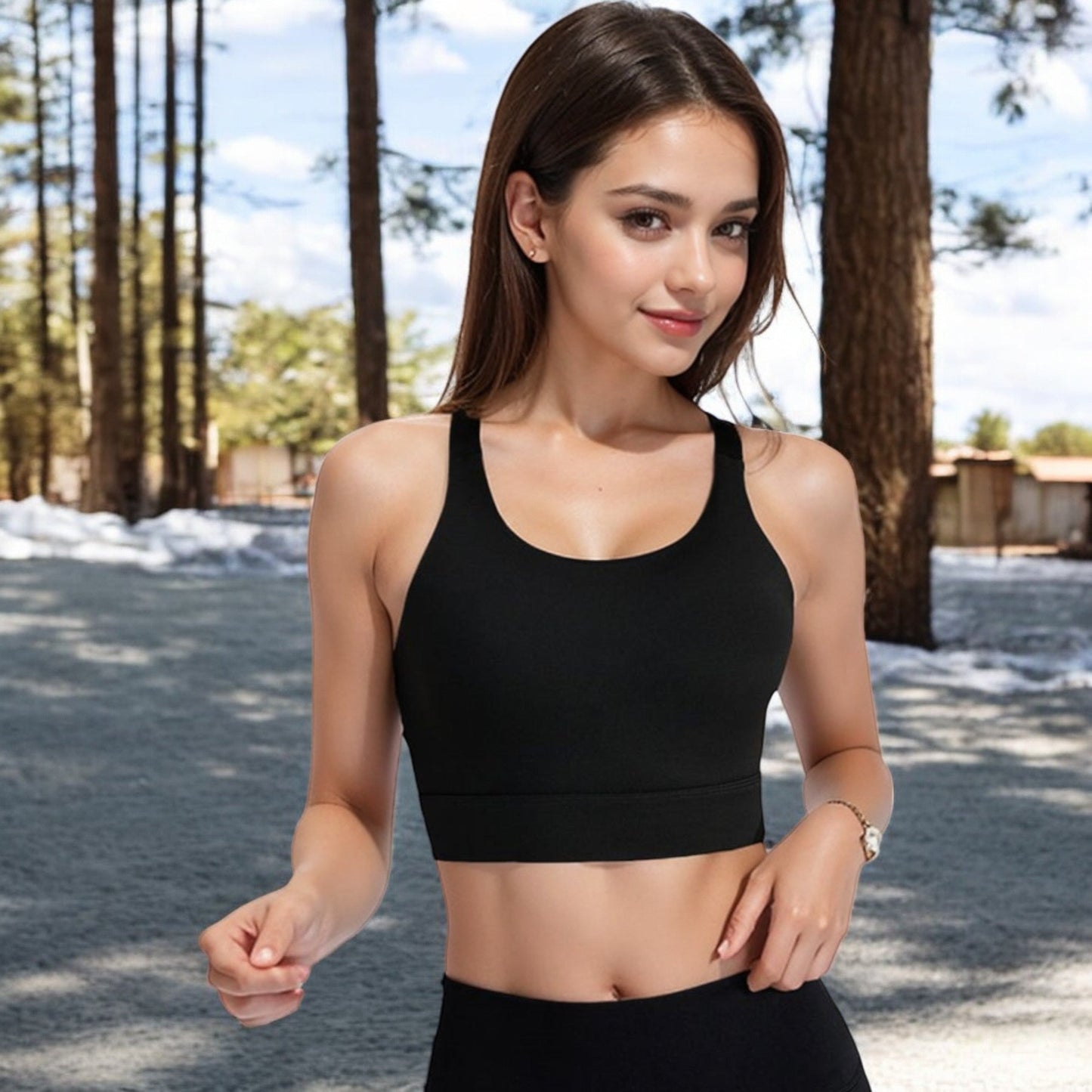 Racerback Sports Bra with Supportive Stretch Fabric