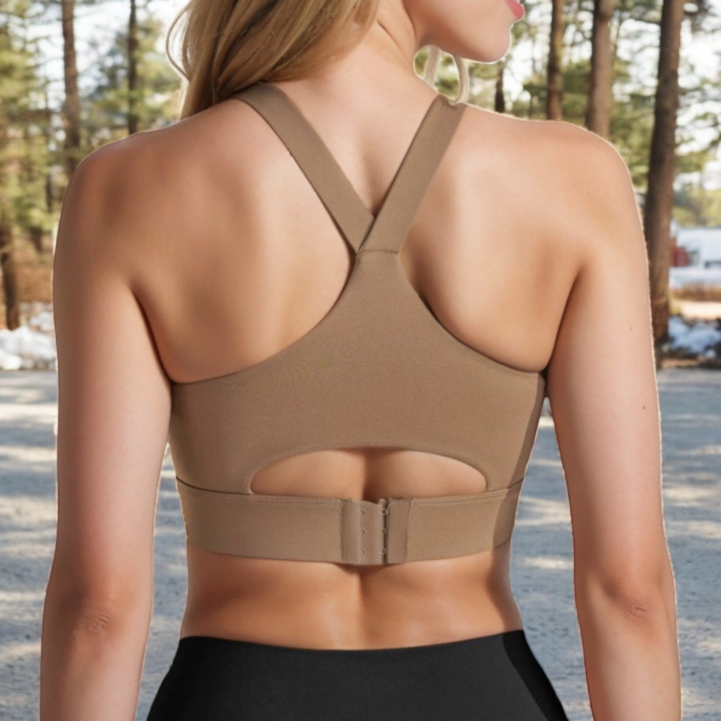 Racerback Sports Bra with Supportive Stretch Fabric
