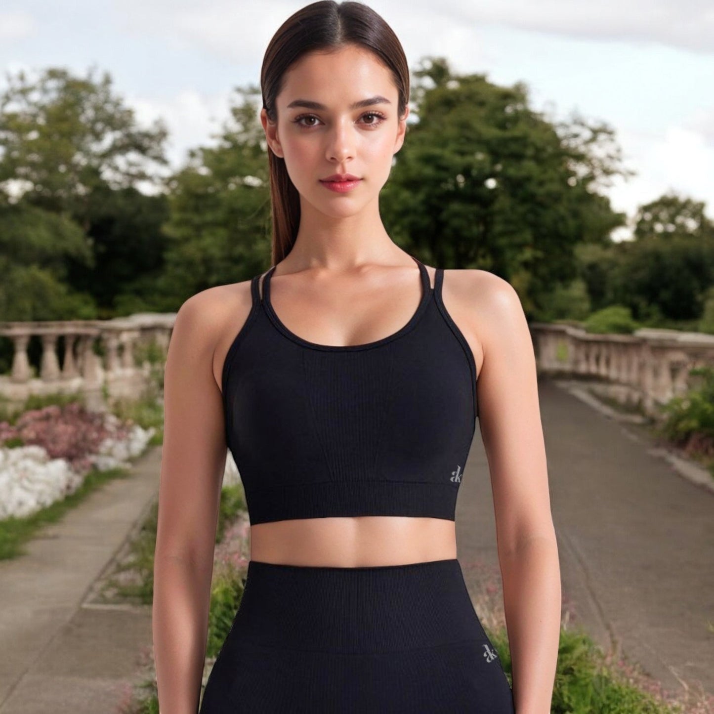 Ribbed Seamless Sports Bra with Crisscross Back