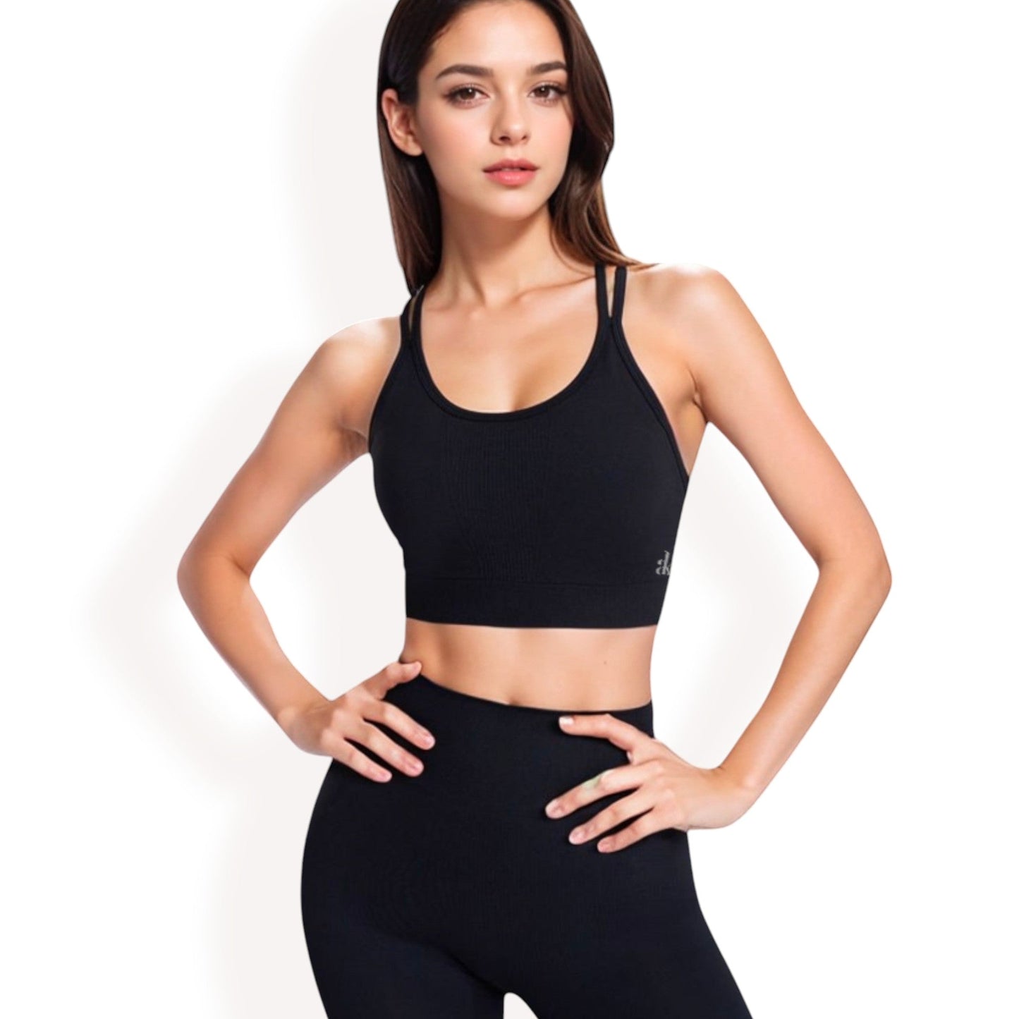 Ribbed Seamless Sports Bra with Crisscross Back