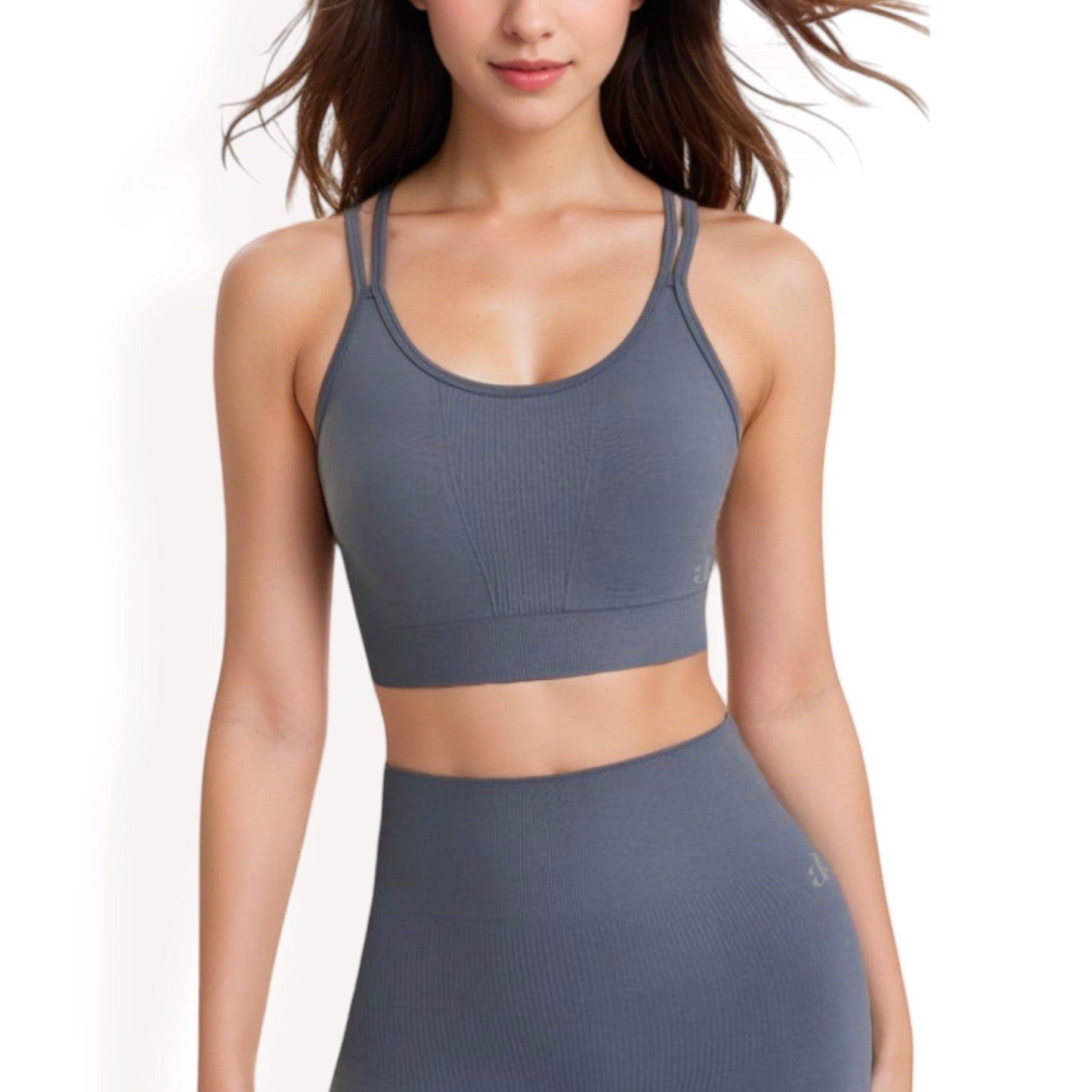 Ribbed Seamless Sports Bra with Crisscross Back