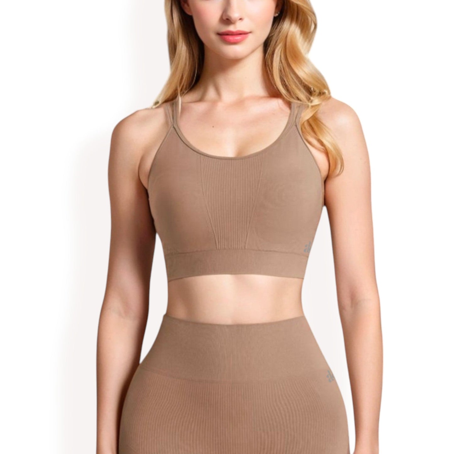 Ribbed Seamless Sports Bra with Crisscross Back