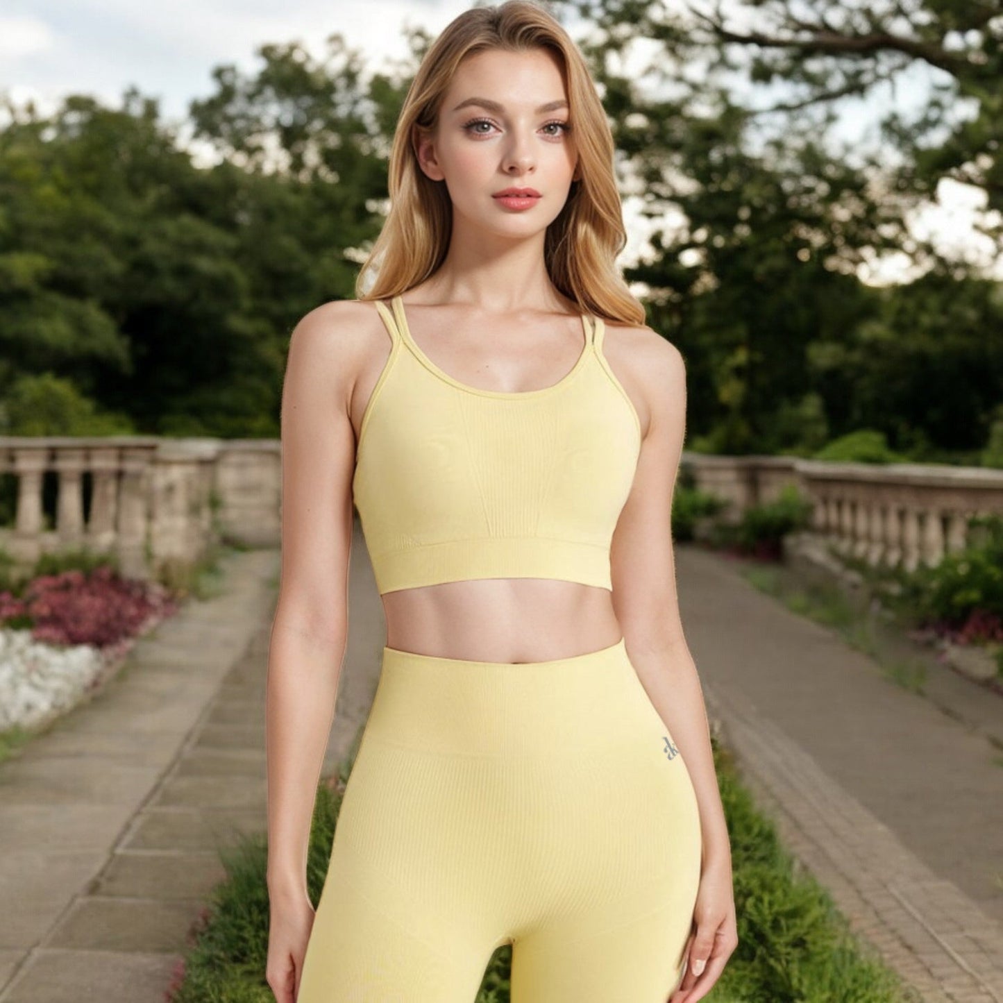 Ribbed Seamless Sports Bra with Crisscross Back