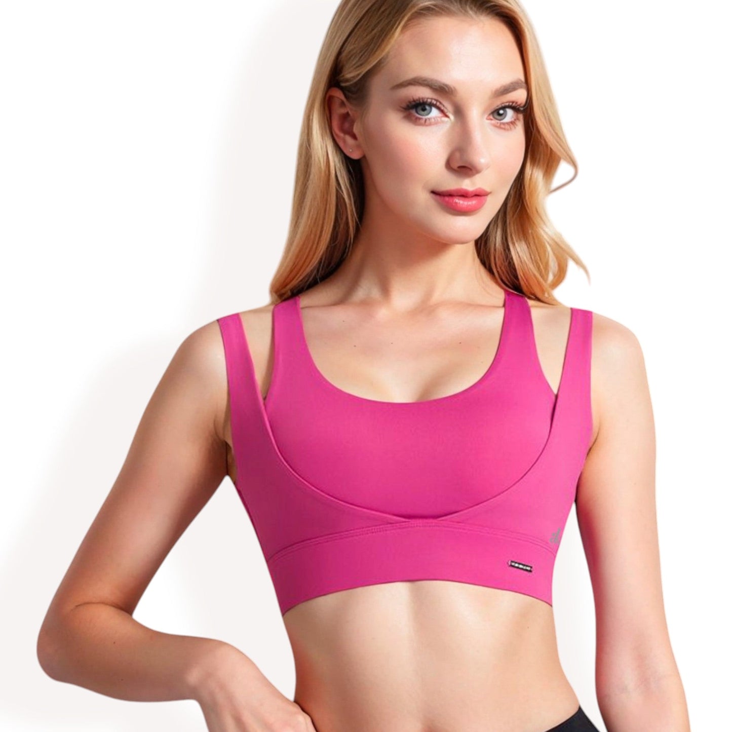Double Strap Scoop Neck Sports Bra with Wide Underband