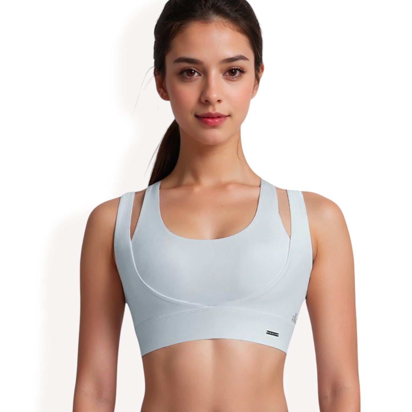 Double Strap Scoop Neck Sports Bra with Wide Underband