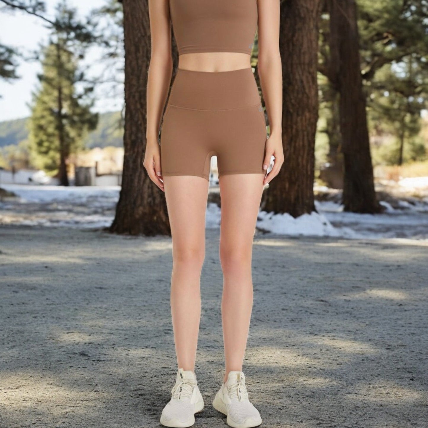 High-Waisted Active Biker Shorts with Seamless Design