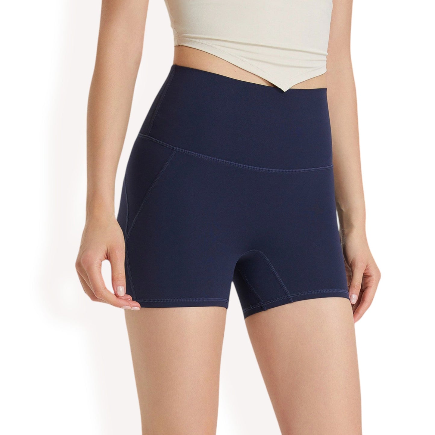 High-Waisted Active Biker Shorts with Seamless Design