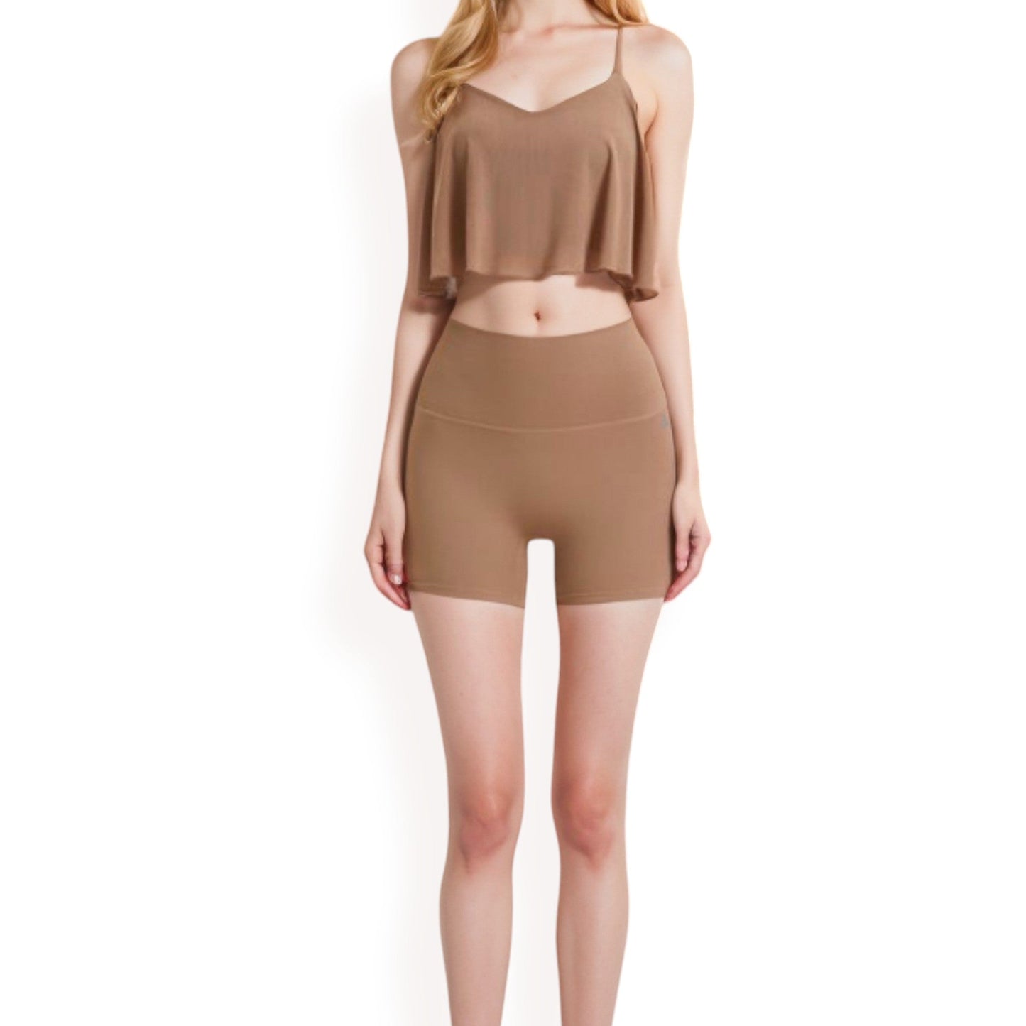 High-Waisted Stretchy Biker Shorts with Back Pocket