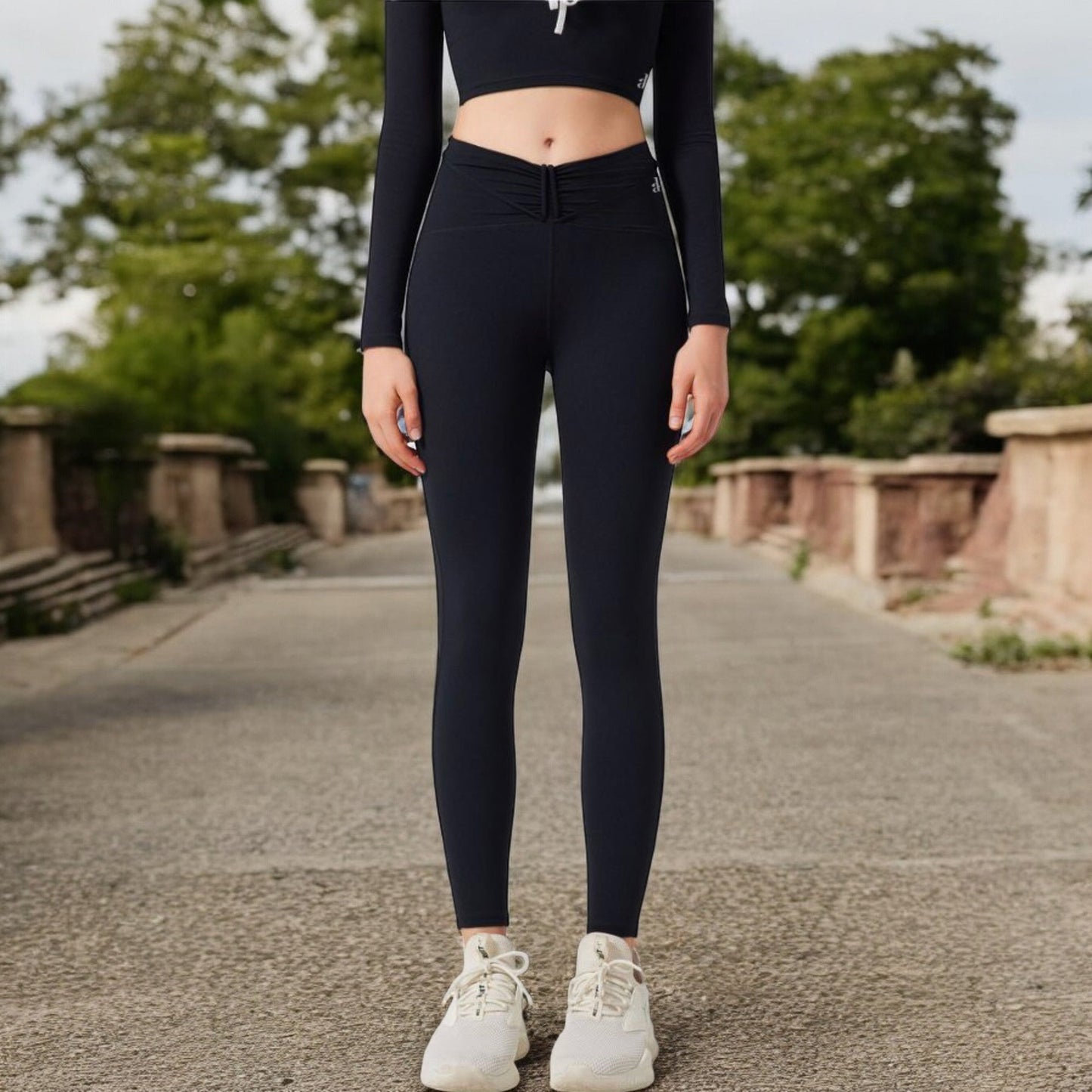 High-Waist Twist Detail Full-Length Leggings