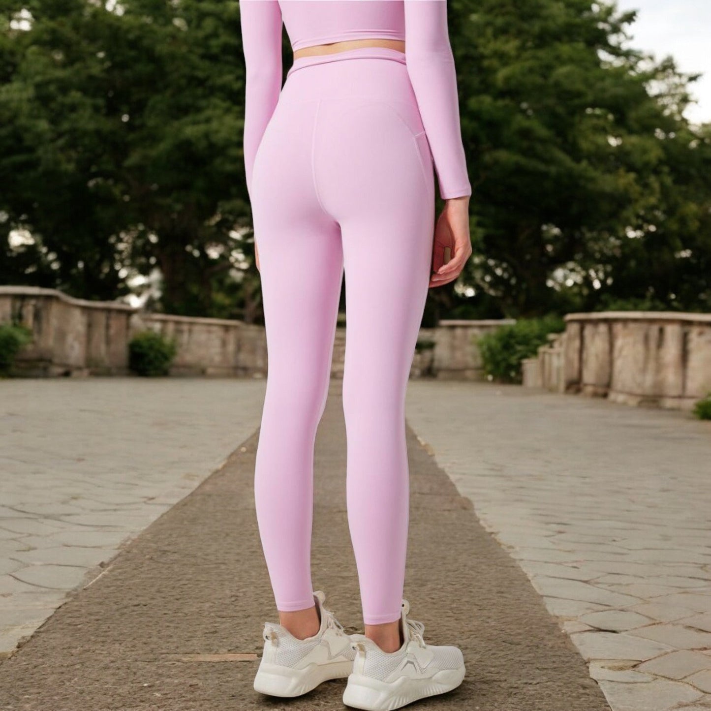 High-Waist Twist Detail Full-Length Leggings
