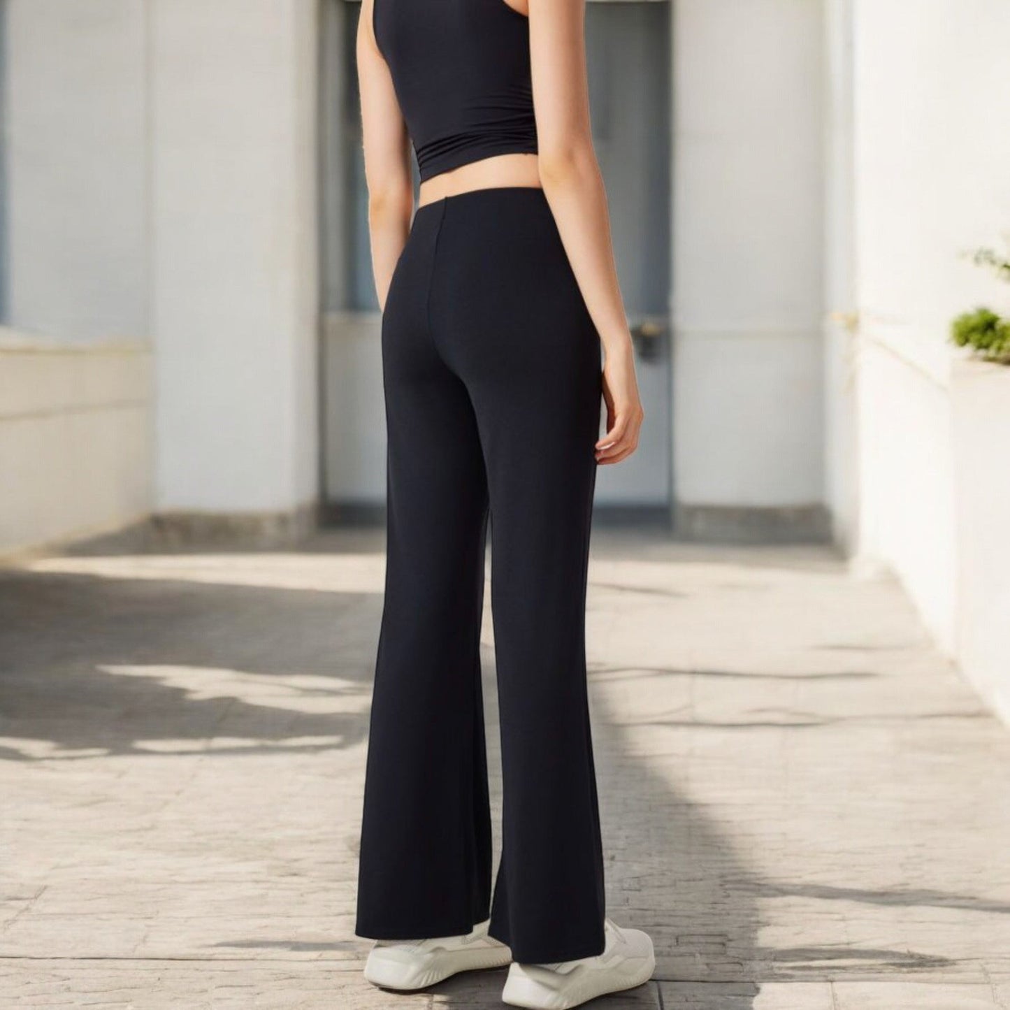 High-Waisted Flare Pants with Twist Knot Detail