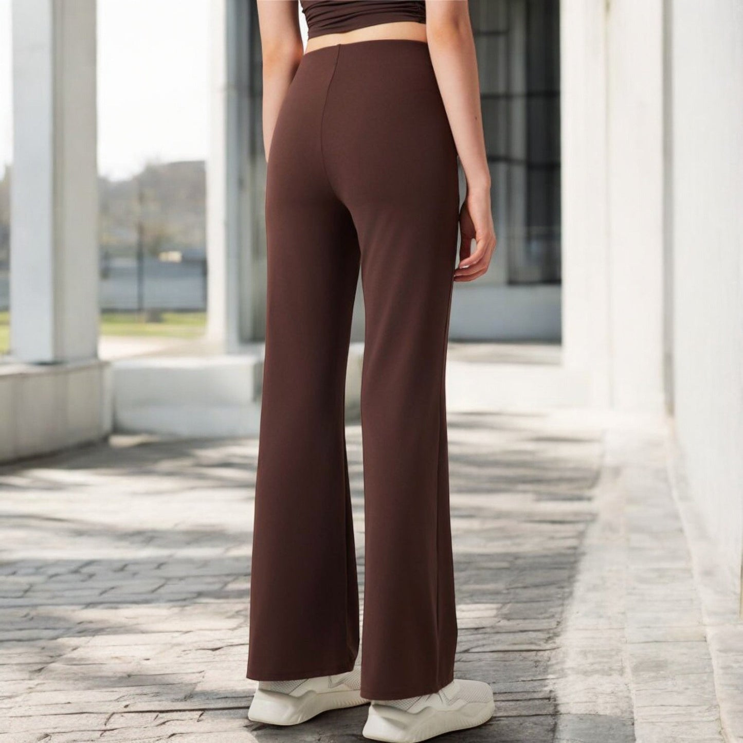High-Waisted Flare Pants with Twist Knot Detail