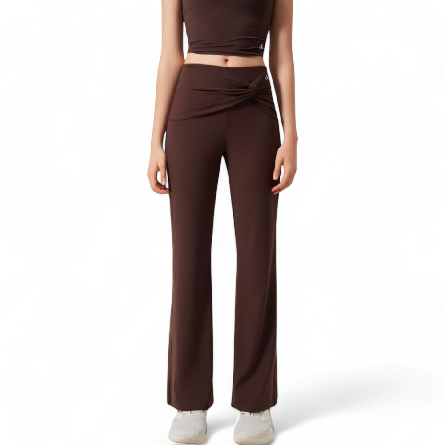 High-Waisted Flare Pants with Twist Knot Detail
