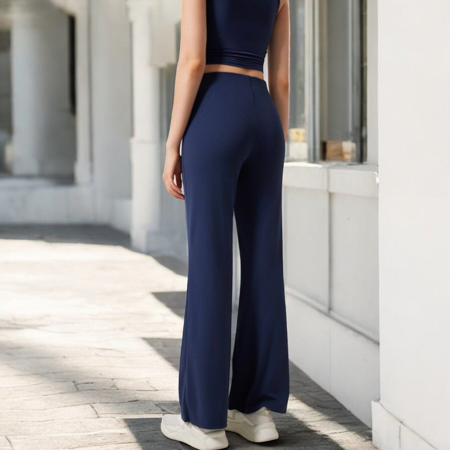 High-Waisted Flare Pants with Twist Knot Detail