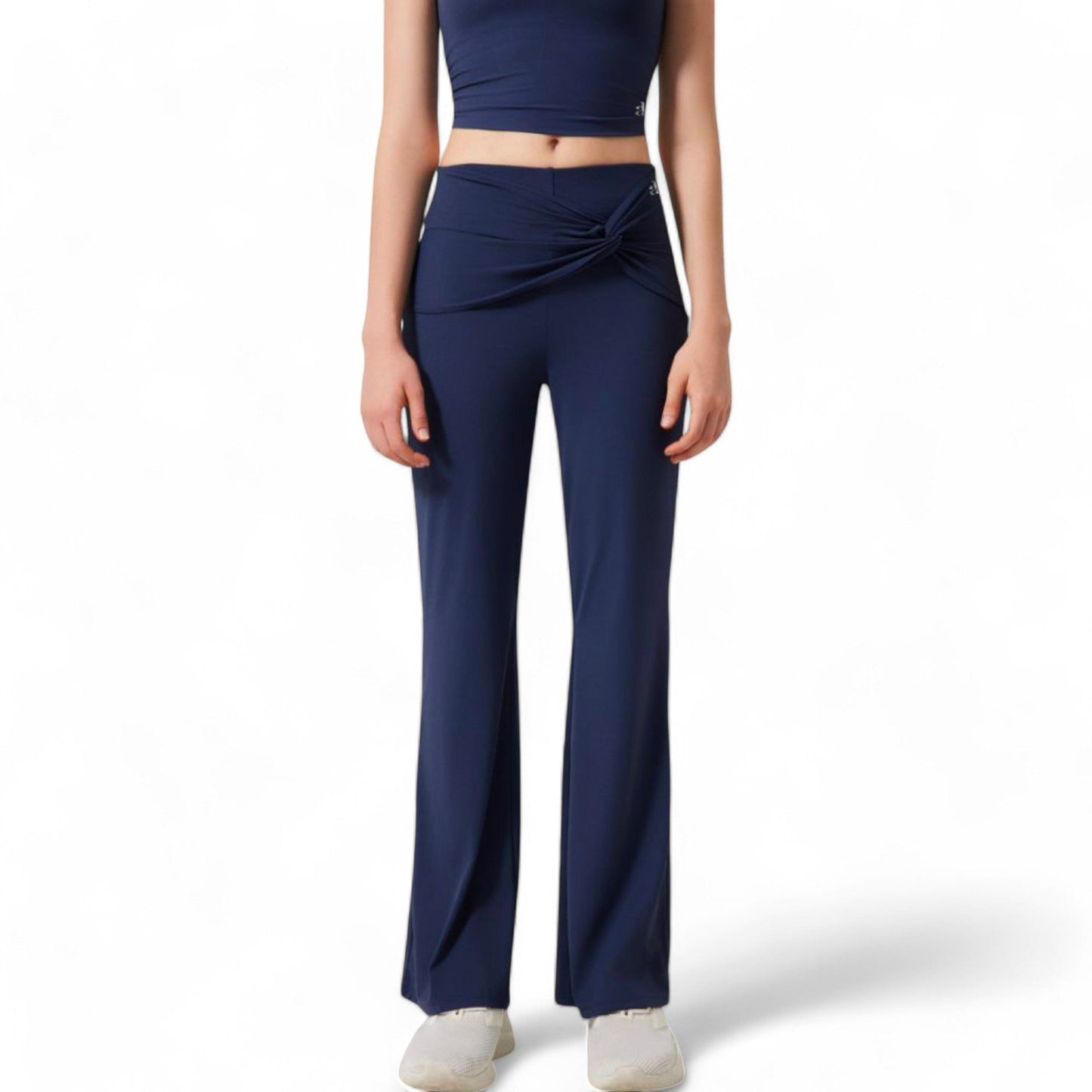 High-Waisted Flare Pants with Twist Knot Detail