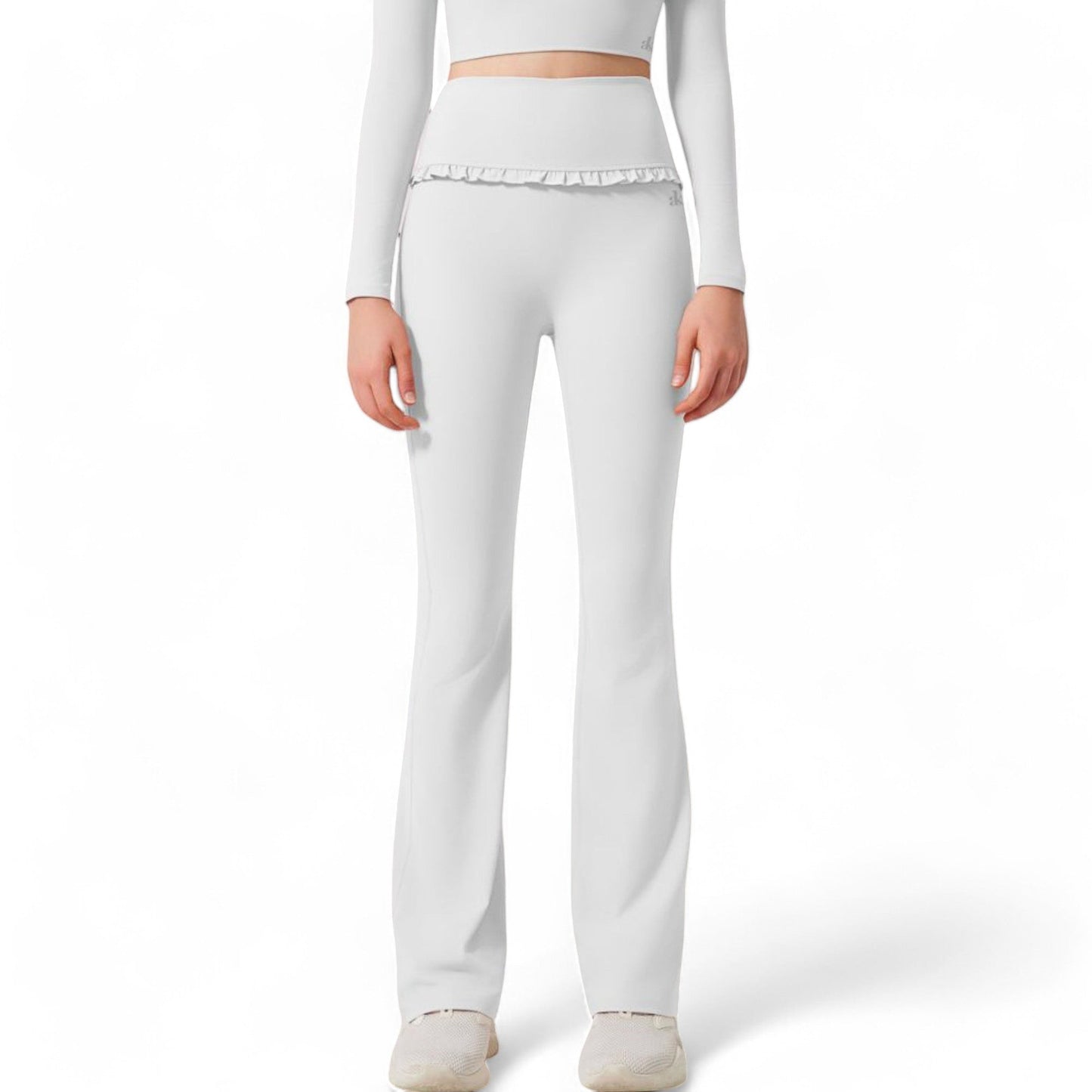 High-Waisted Flare Pants with Ruffle Waistband