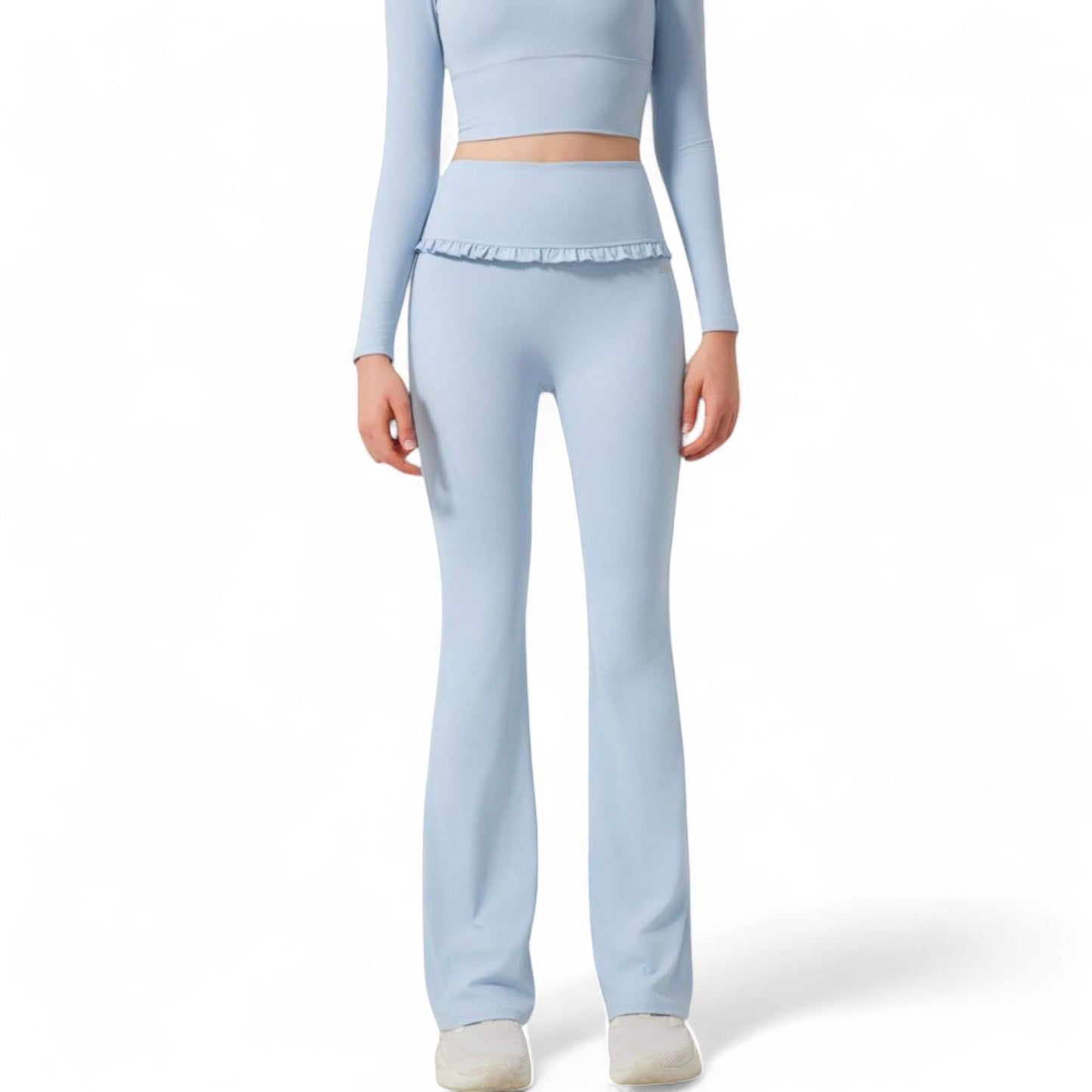 High-Waisted Flare Pants with Ruffle Waistband